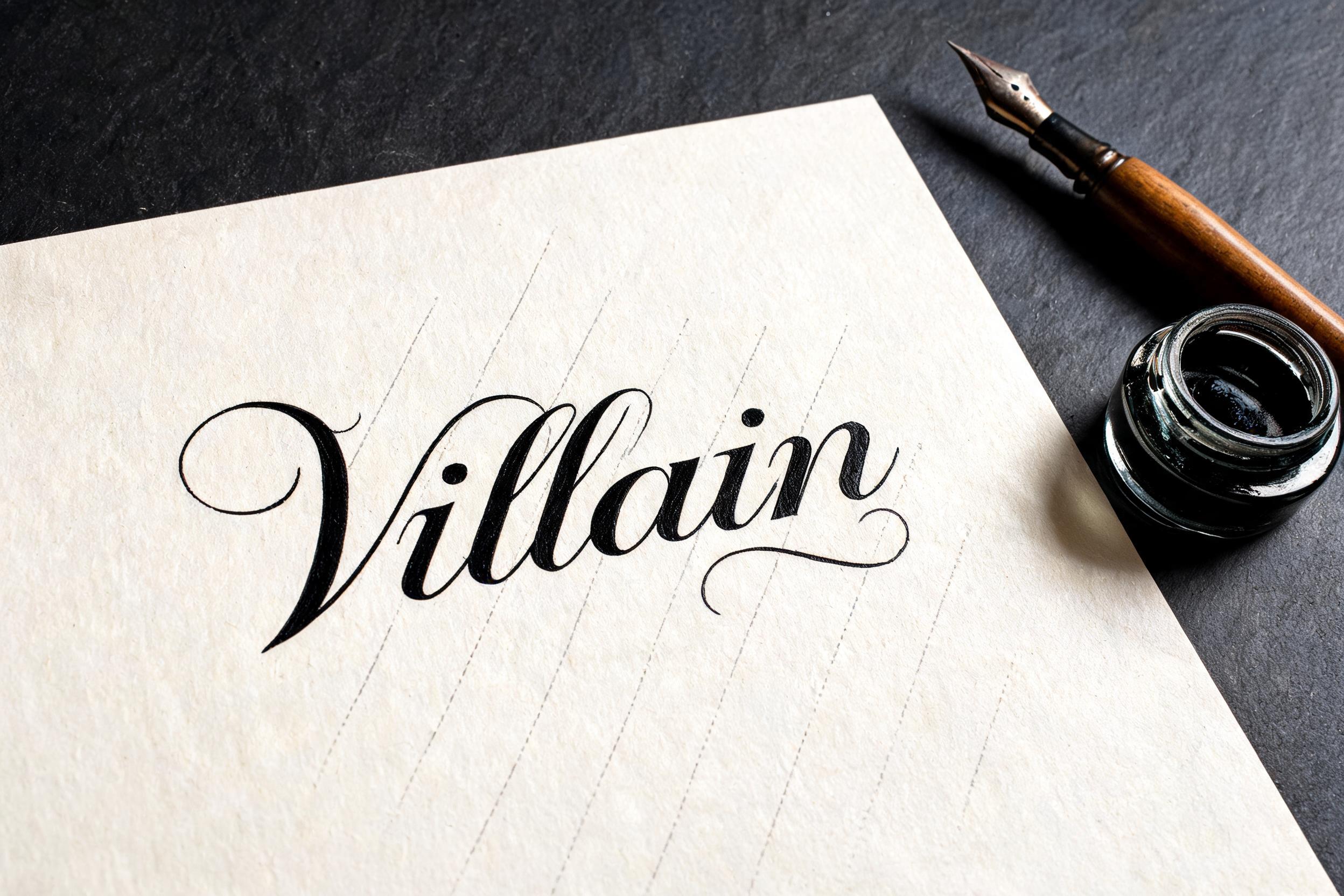 "Villain" — Cursive Calligraphy | AI Text Effect Generator