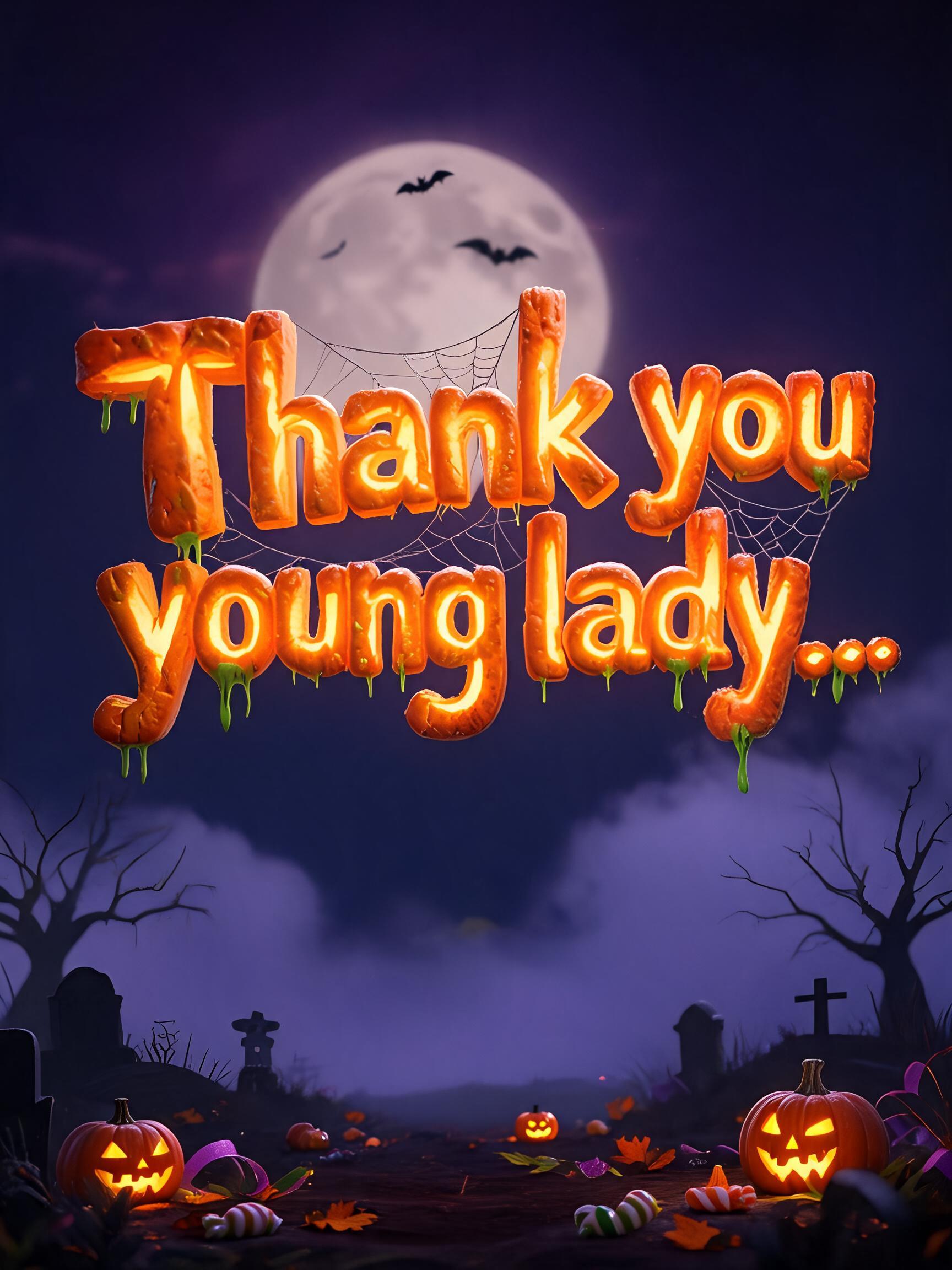 "Thank you young lady ..." — Halloween text effect