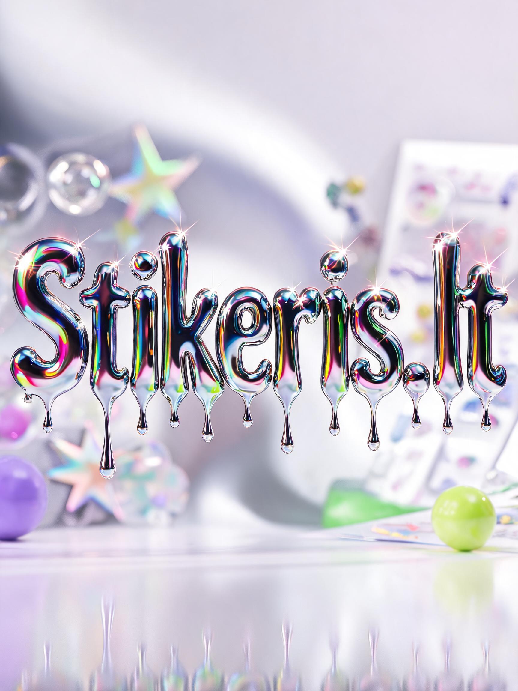 "Stikeris.lt" — Y2k Chrome | AI Text Effect Generator