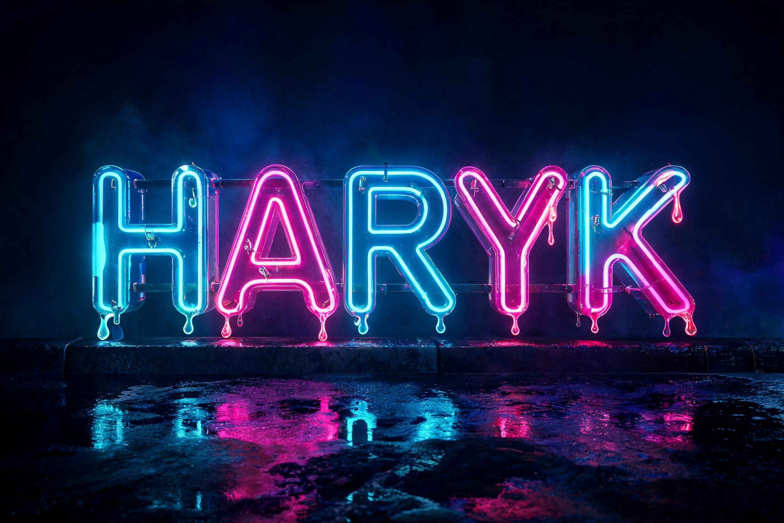 "Haryk" — Neon Glow | AI Text Effect Generator
