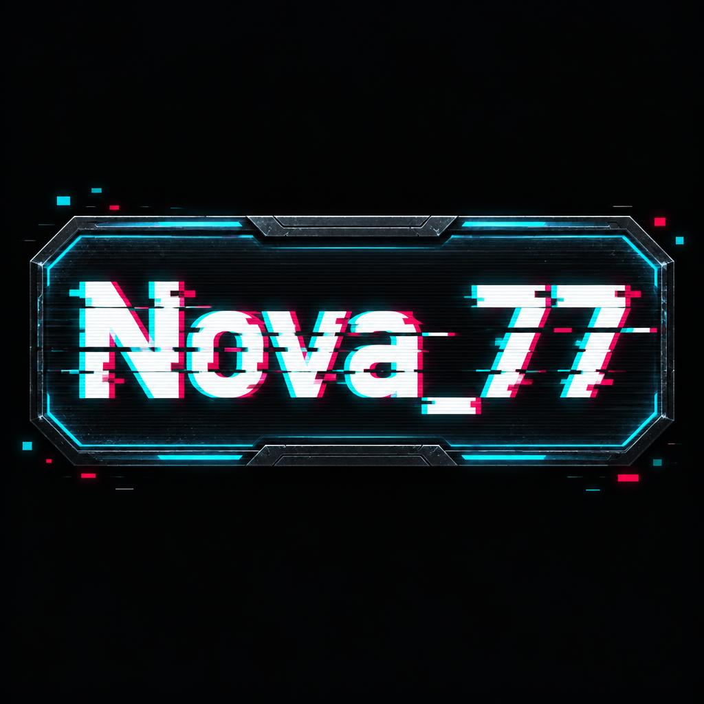 "Nova_77" — Glitch | AI Text Effect Generator