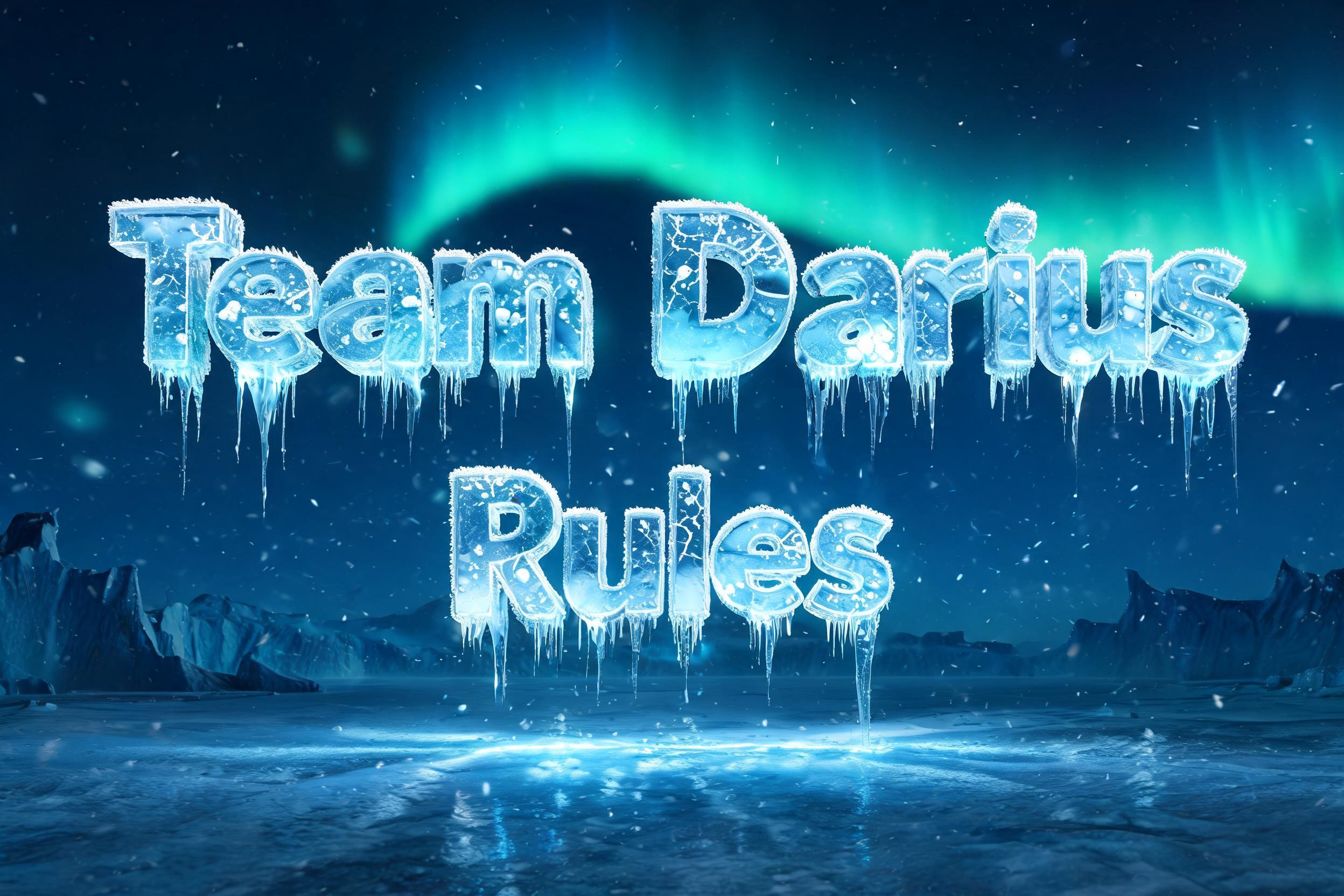 "Team Darius Rules" — Glass Frozen | AI Text Effect Generator