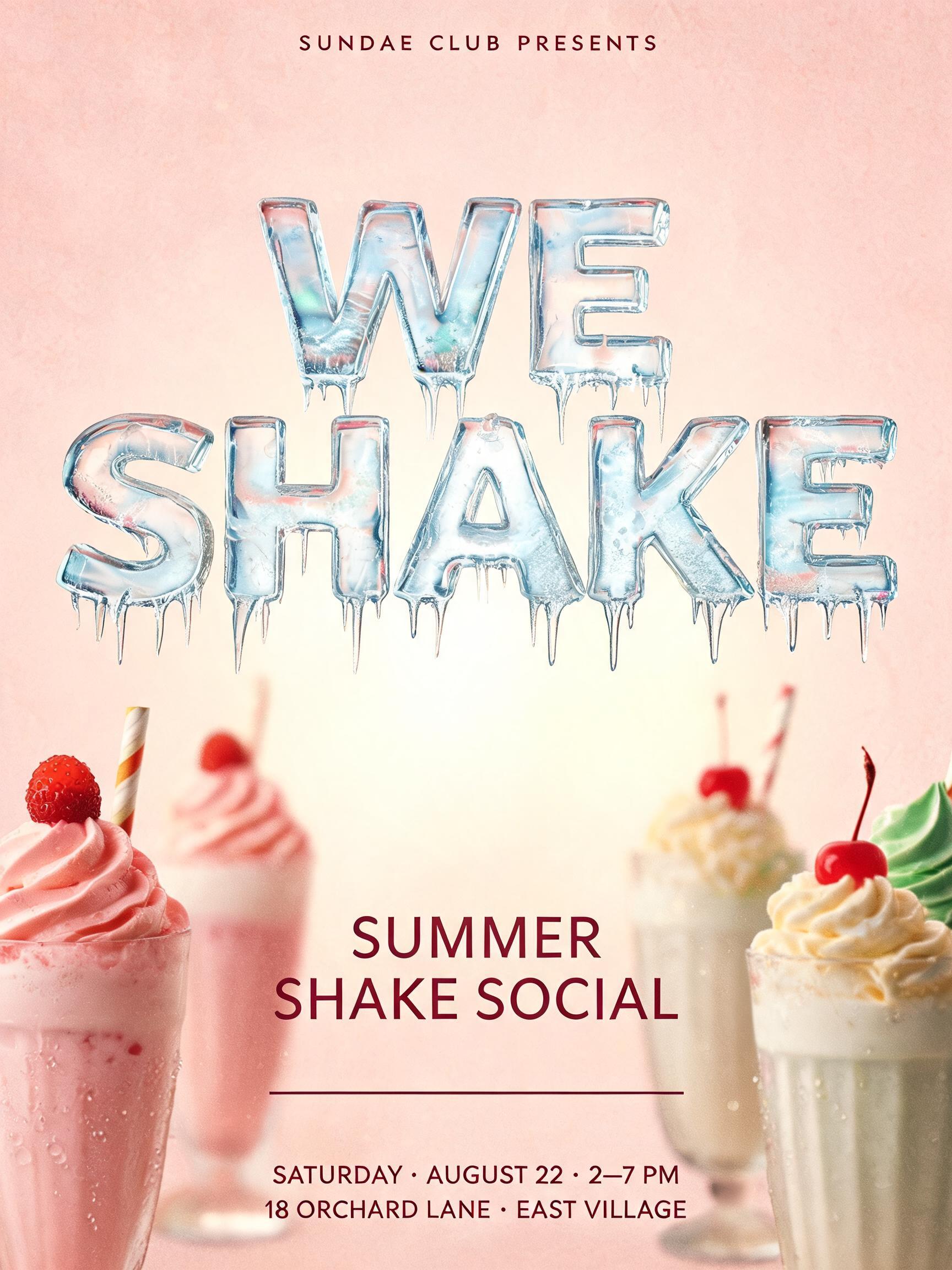 "WE SHAKE" — Drip Font Ice text effect