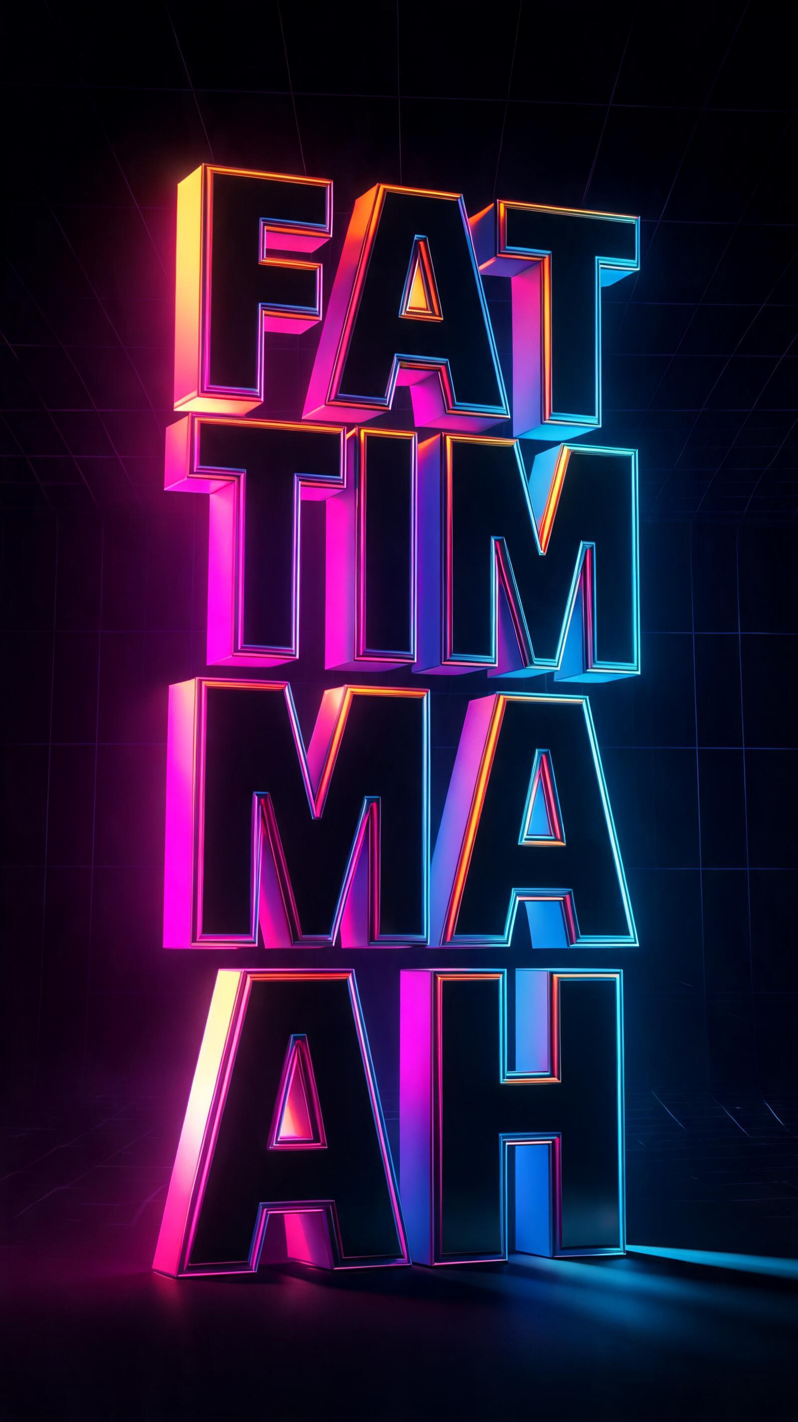 "FATIMAH " — 3d Bold Neon text effect