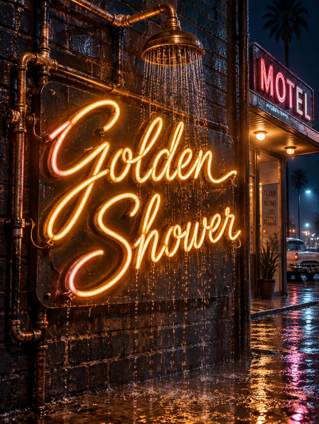 "Golden
Shower" — Neon Sign | AI Text Effect Generator