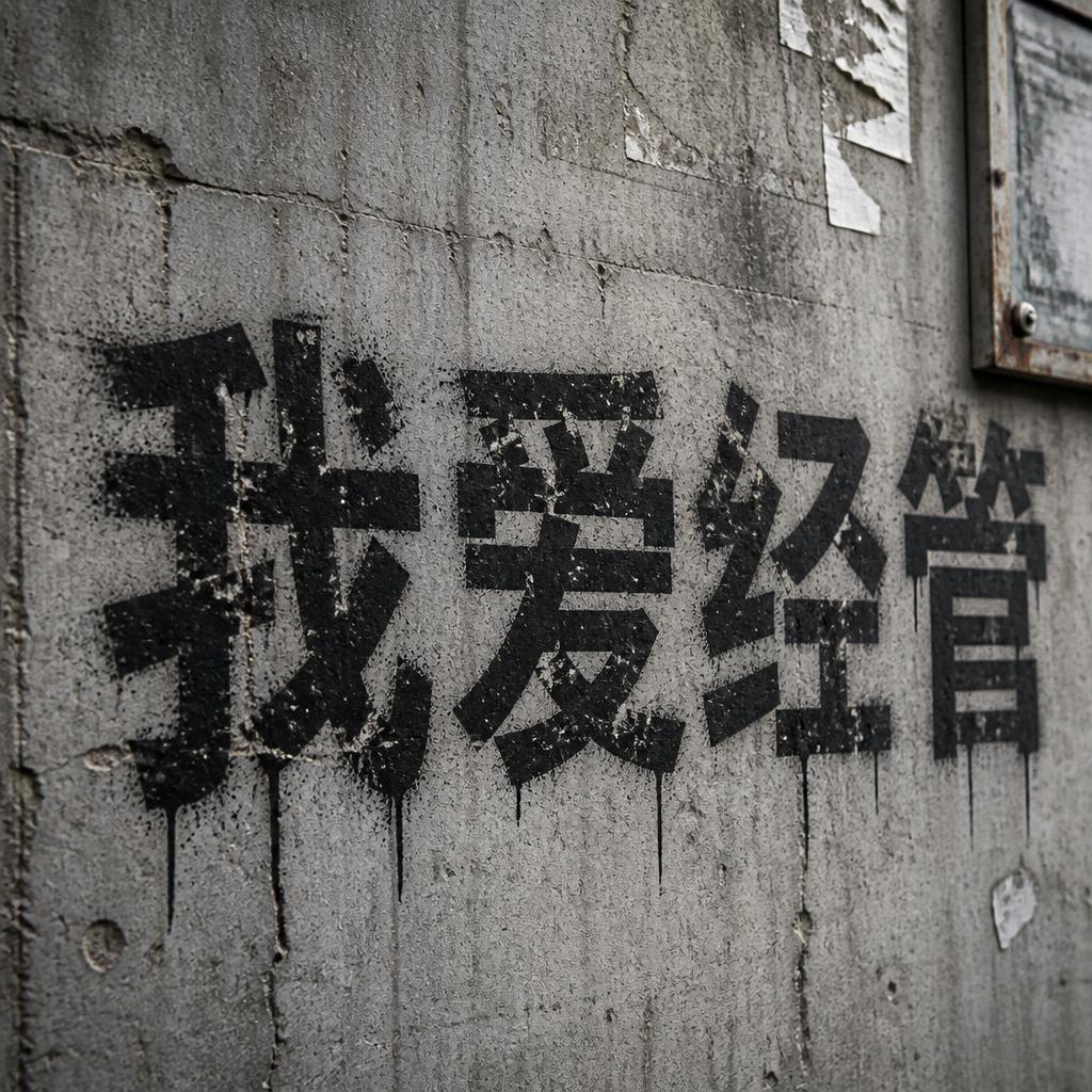 "我爱经管" — Stencil text effect