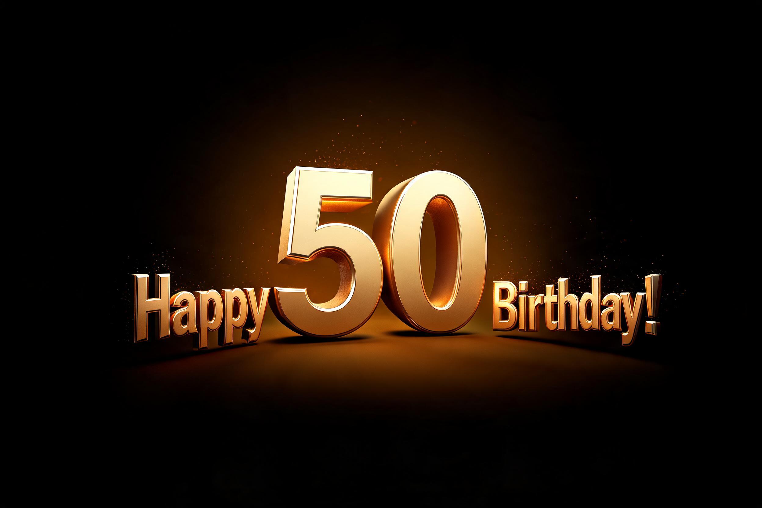 "Happy 50th Birthday!" — 3d Bold Gold | AI Text Effect Generator