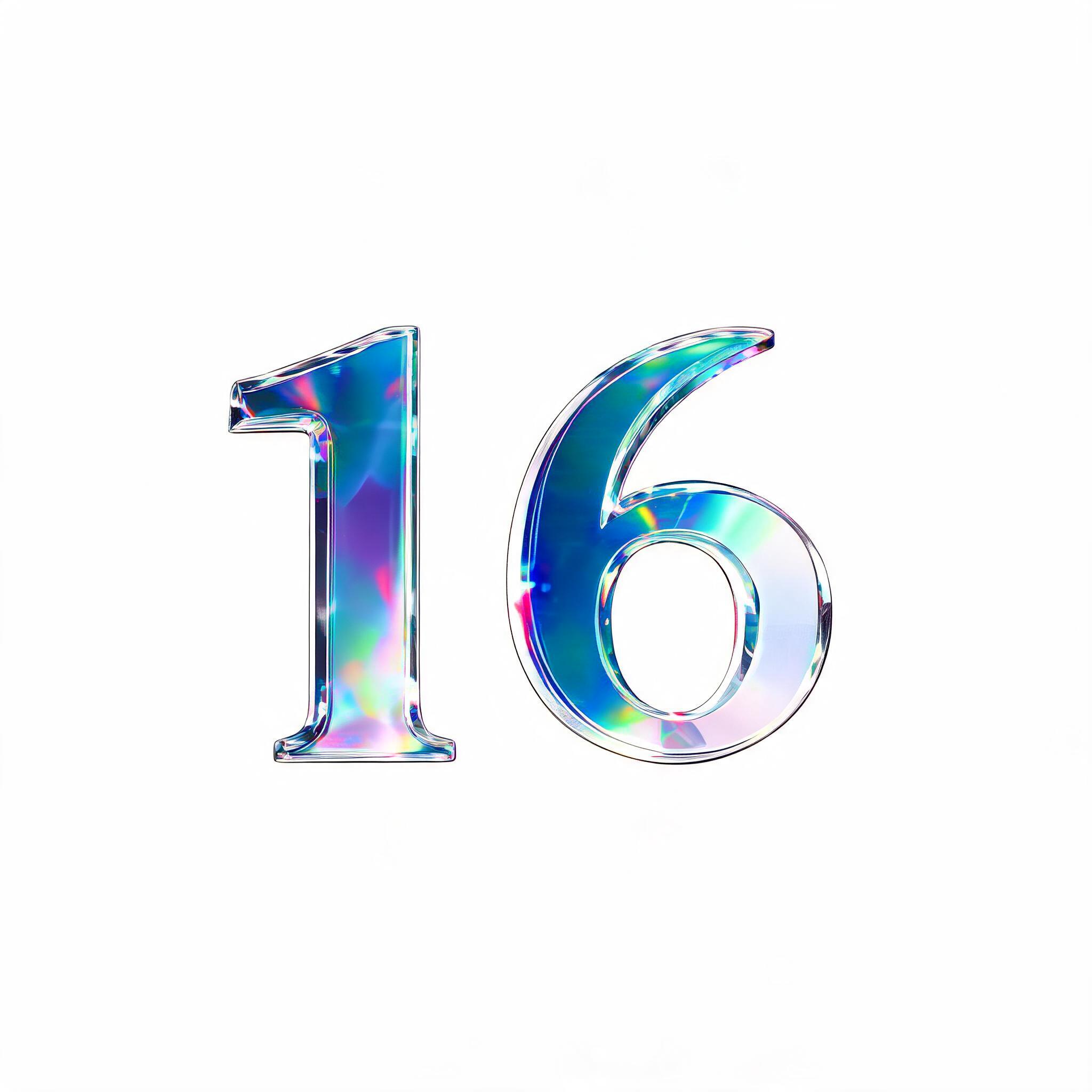 "16" — Glass Morphism | AI Text Effect Generator