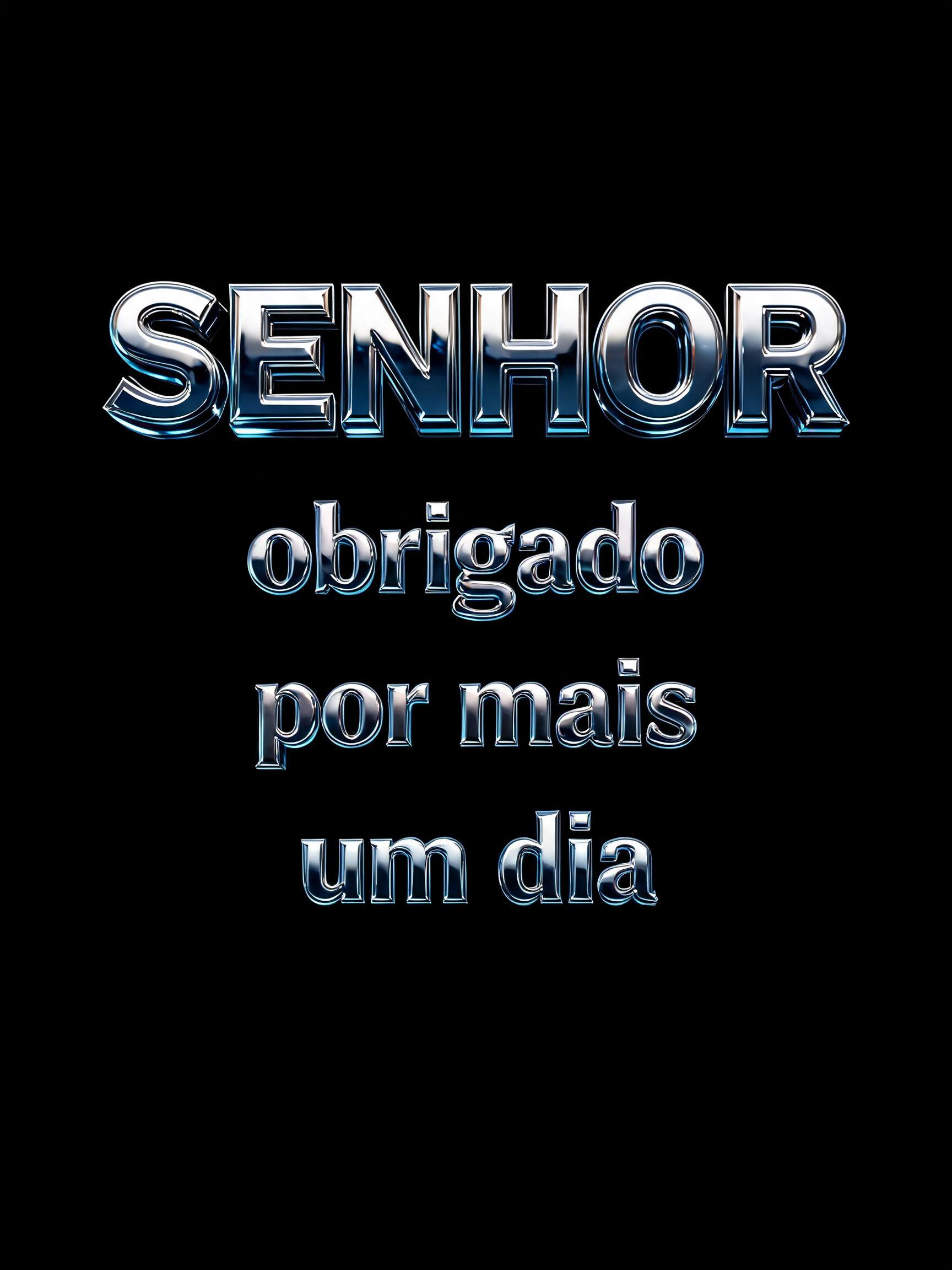 "SENHOR 
 obrigado 
 por mais 
 um dia" — Chrome Metal 3d | AI Text Effect Generator