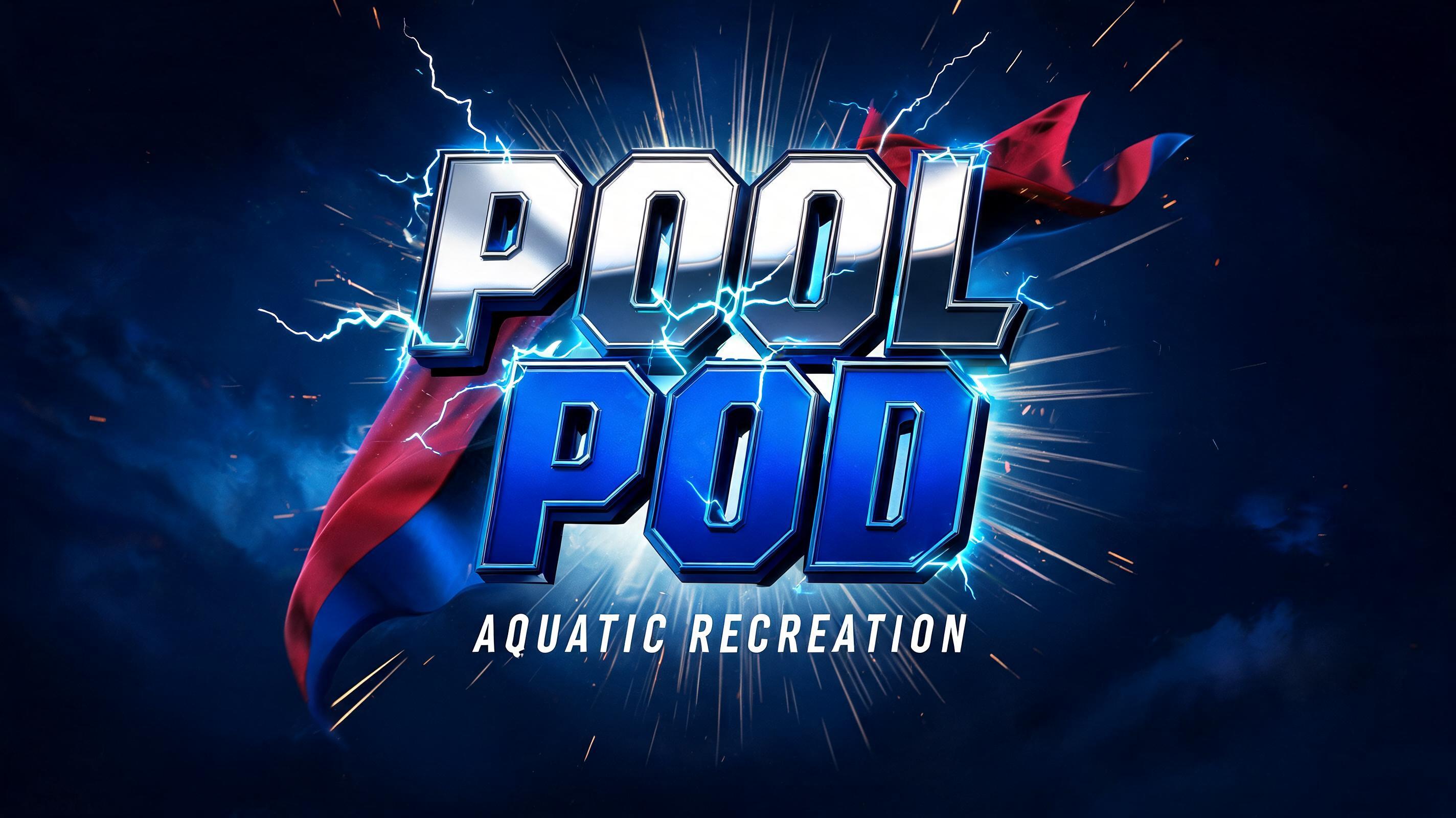 "Make a hero-style logo for POOL POD" — Superhero | AI Text Effect Generator