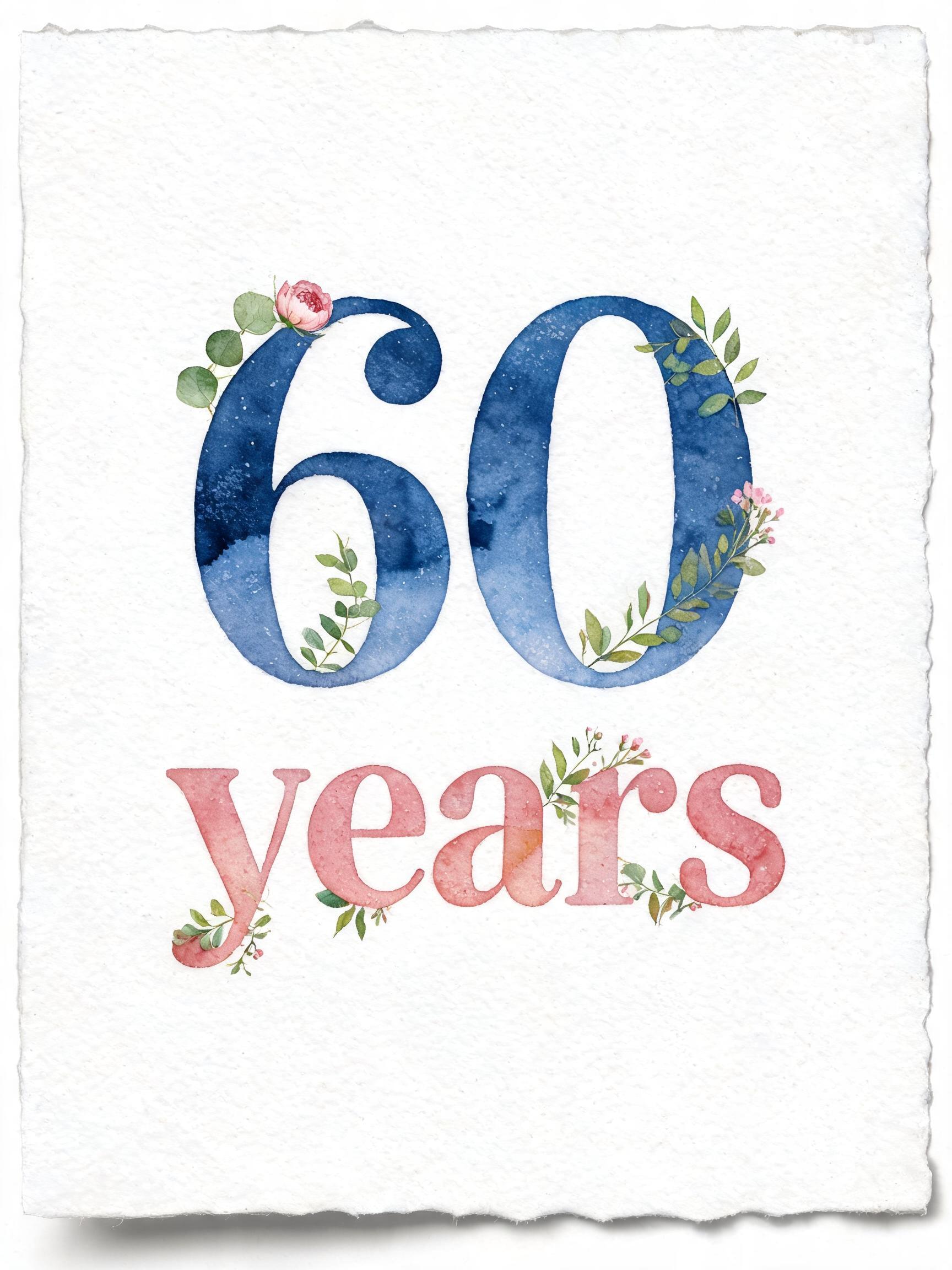 "60 years" — Watercolor | AI Text Effect Generator