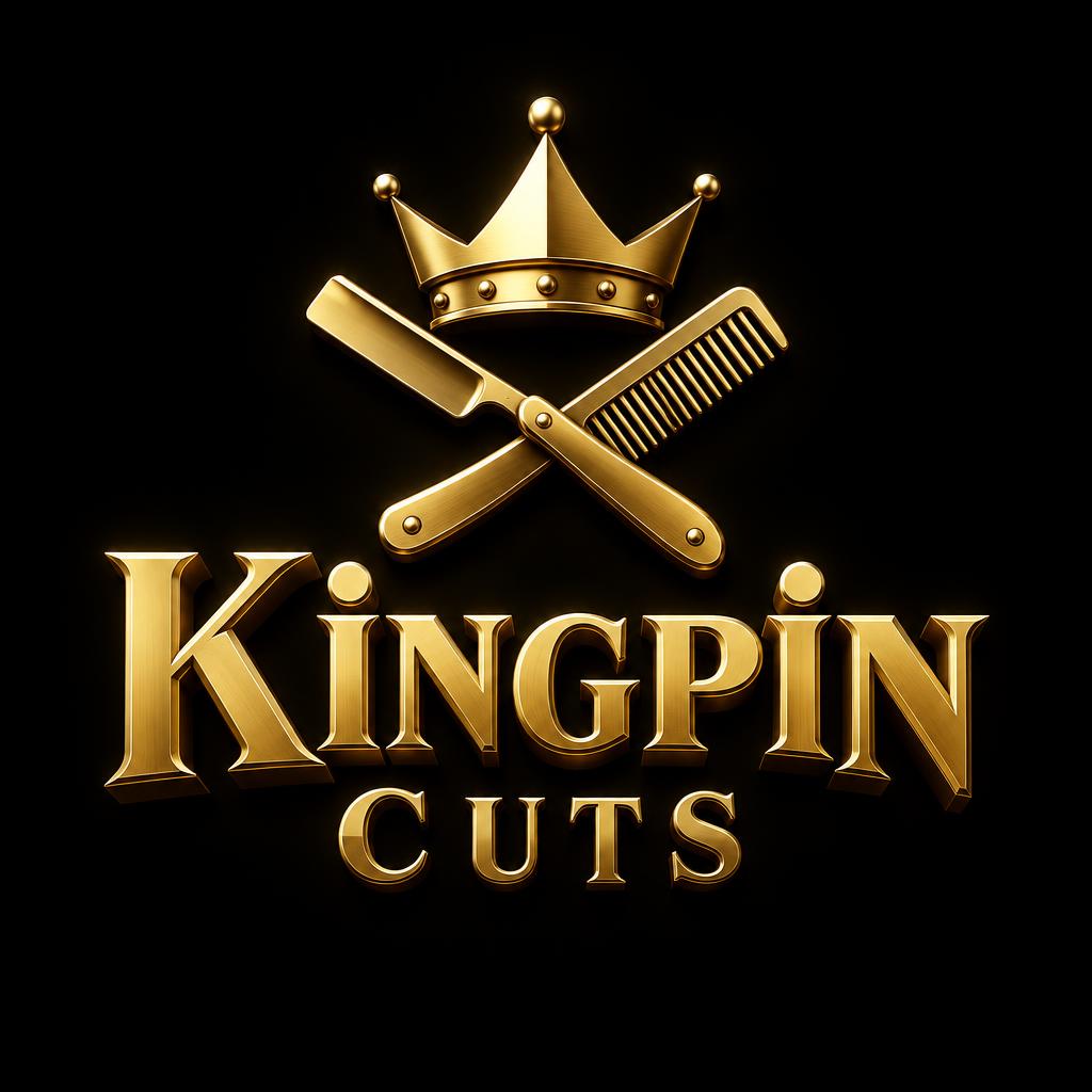 "Kingpin
Cuts" — 3d bold gold text effect