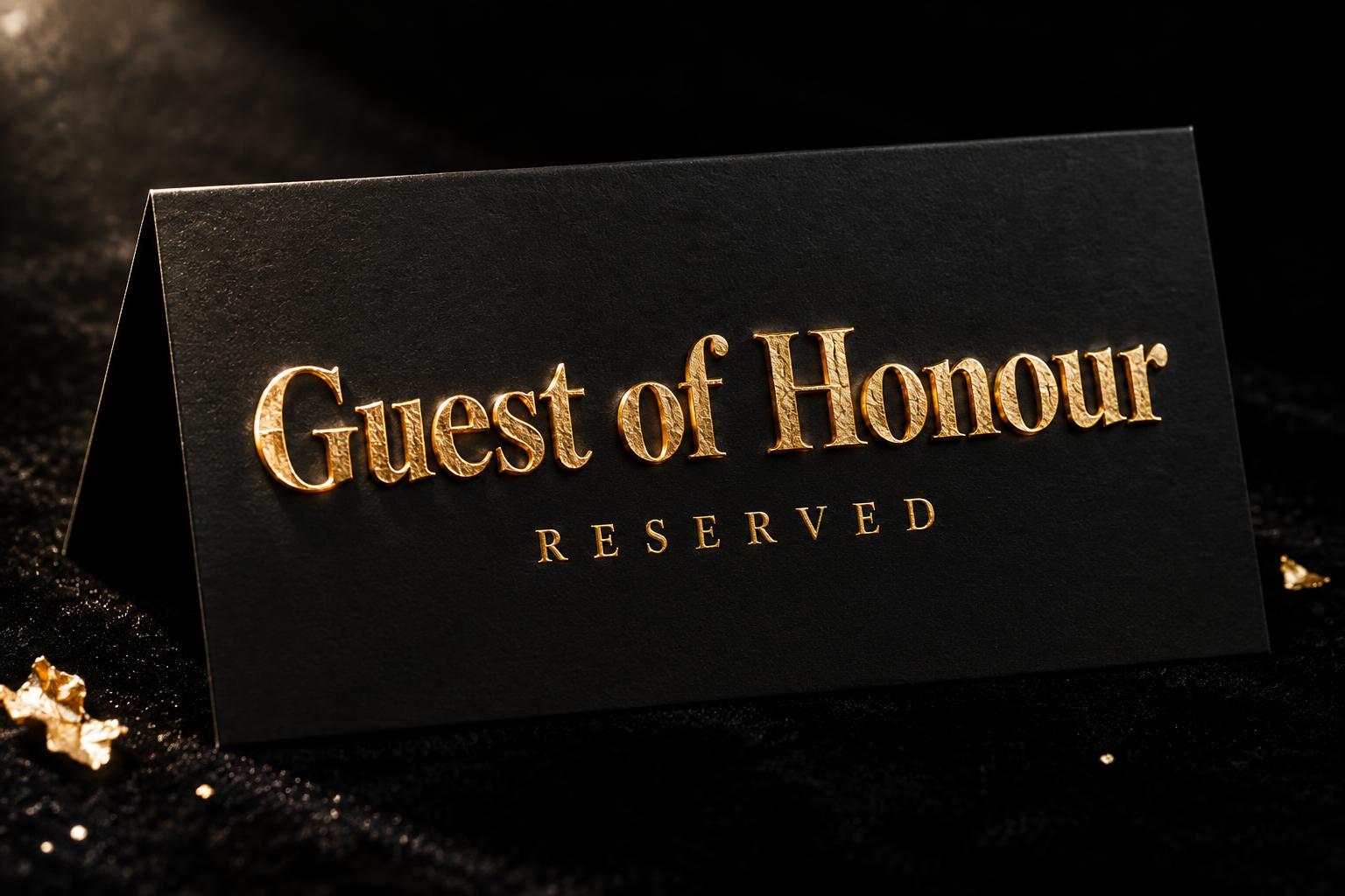 "Guest of Honour
RESERVED" — Luxury Gold | AI Text Effect Generator