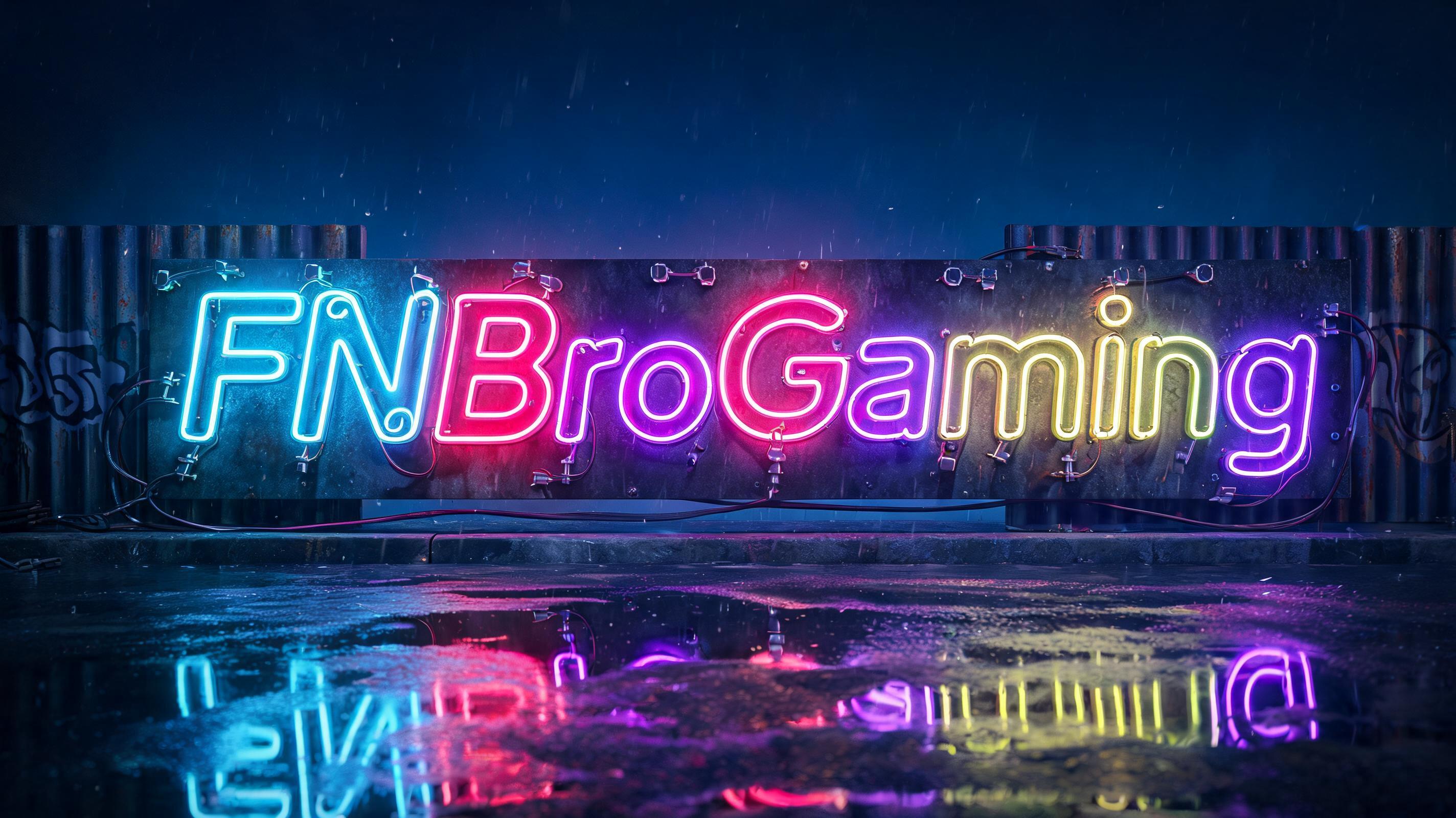 "cyberpunk text effect with my name FNBroGaming " — Neon Glow | AI Text Effect Generator