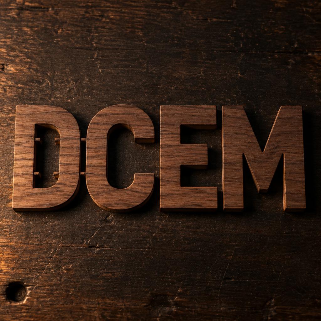 "DCEM" — Laser Cut text effect