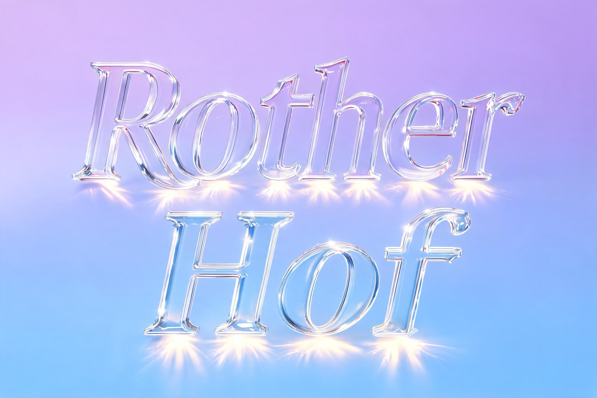 "Rother Hof" — Glass text effect