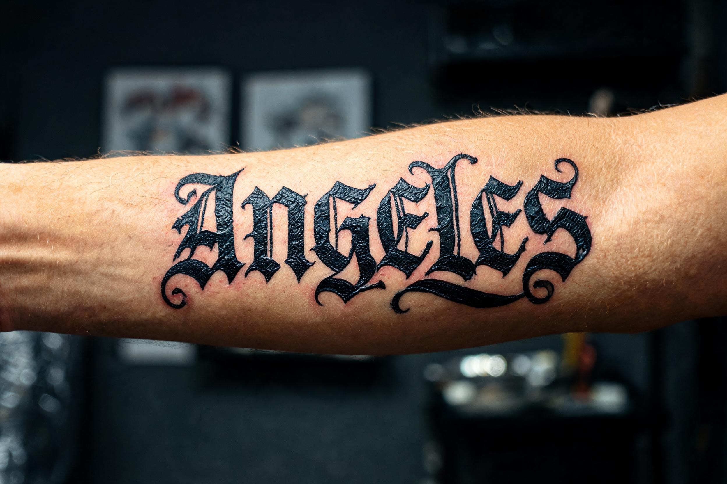 "ANGELES" — Tattoo | AI Text Effect Generator