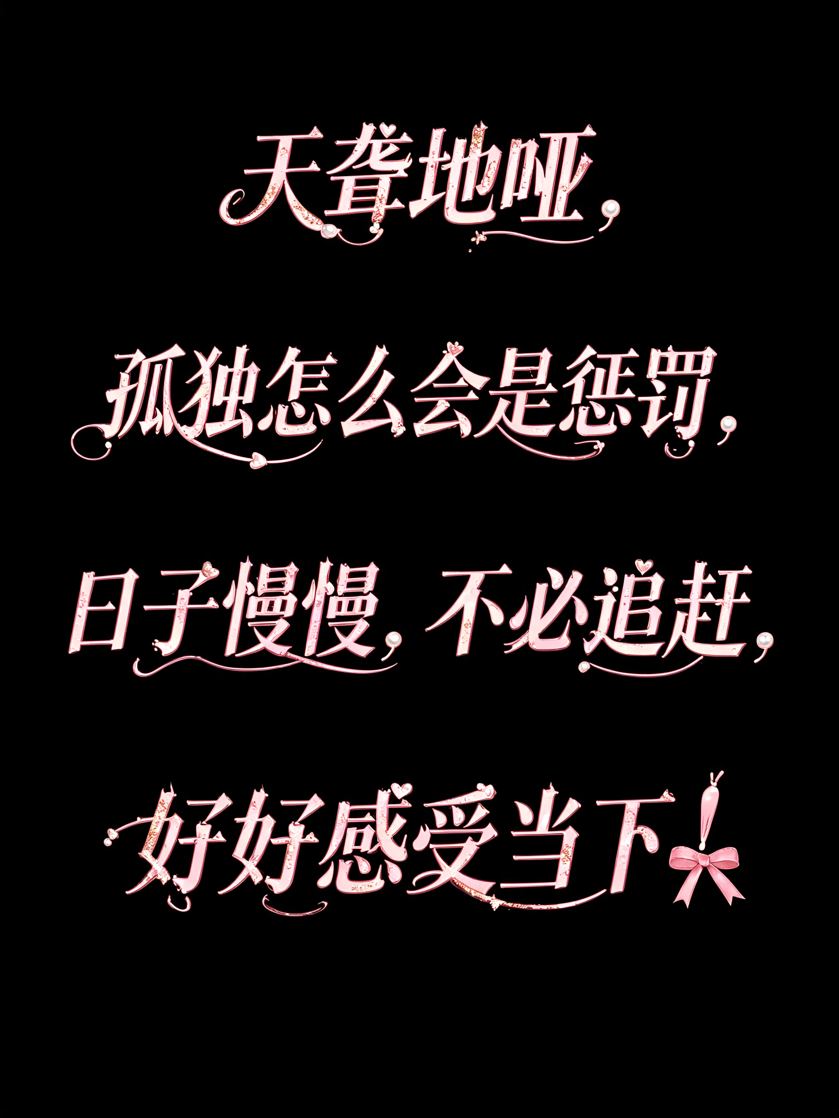 "天聋地哑，孤独怎么会是惩罚，日子慢慢，不必追赶，好好感受当下！" — Cursive Aesthetic text effect