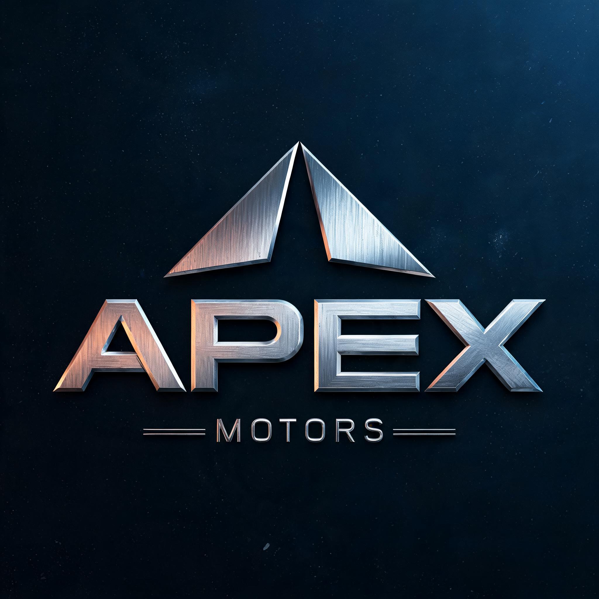 "APEX
MOTORS" — Metallic | AI Text Effect Generator