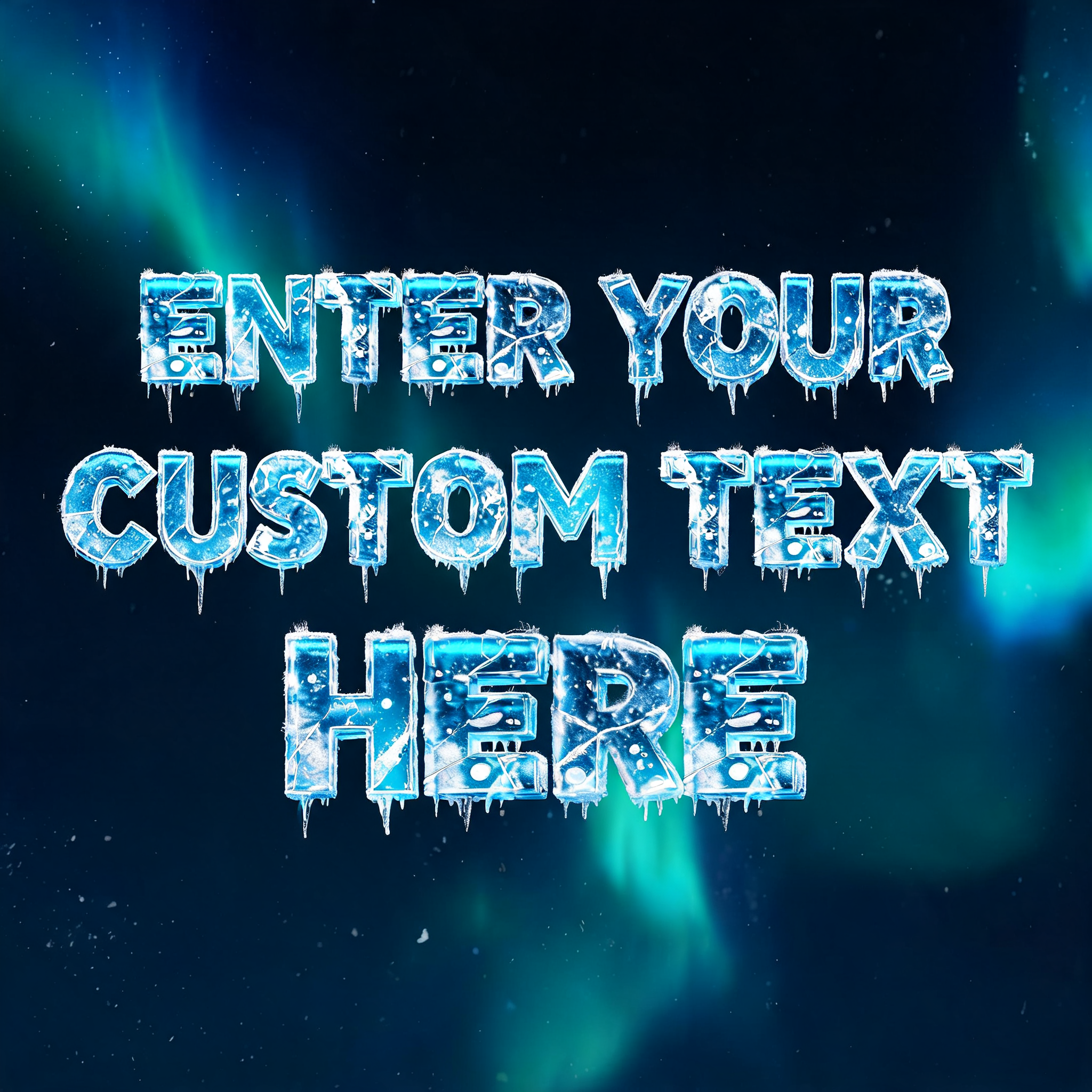 "ENTER YOUR CUSTOM TEXT HERE" — Glass Frozen | AI Text Effect Generator