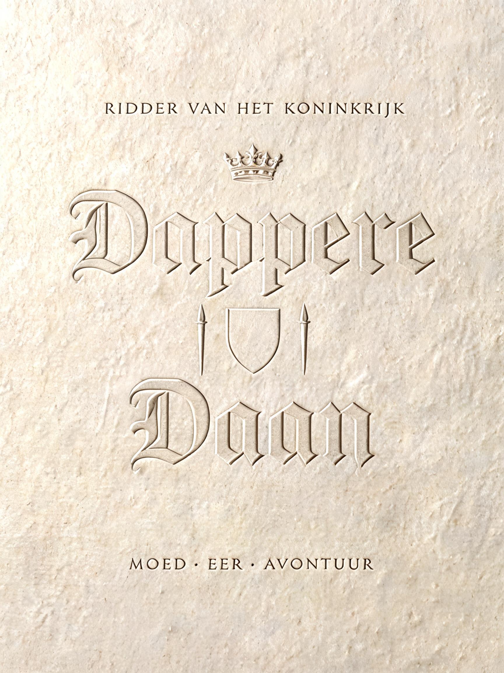 "Dappere
Daan
RIDDER VAN HET KONINKRIJK
MOED · EER · AVONTUUR" — Emboss | AI Text Effect Generator