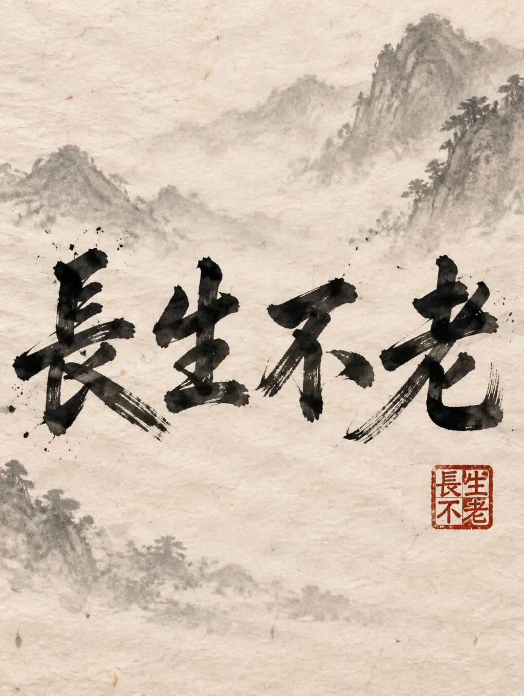 "長生不老" — Brush Chinese Ink | AI Text Effect Generator