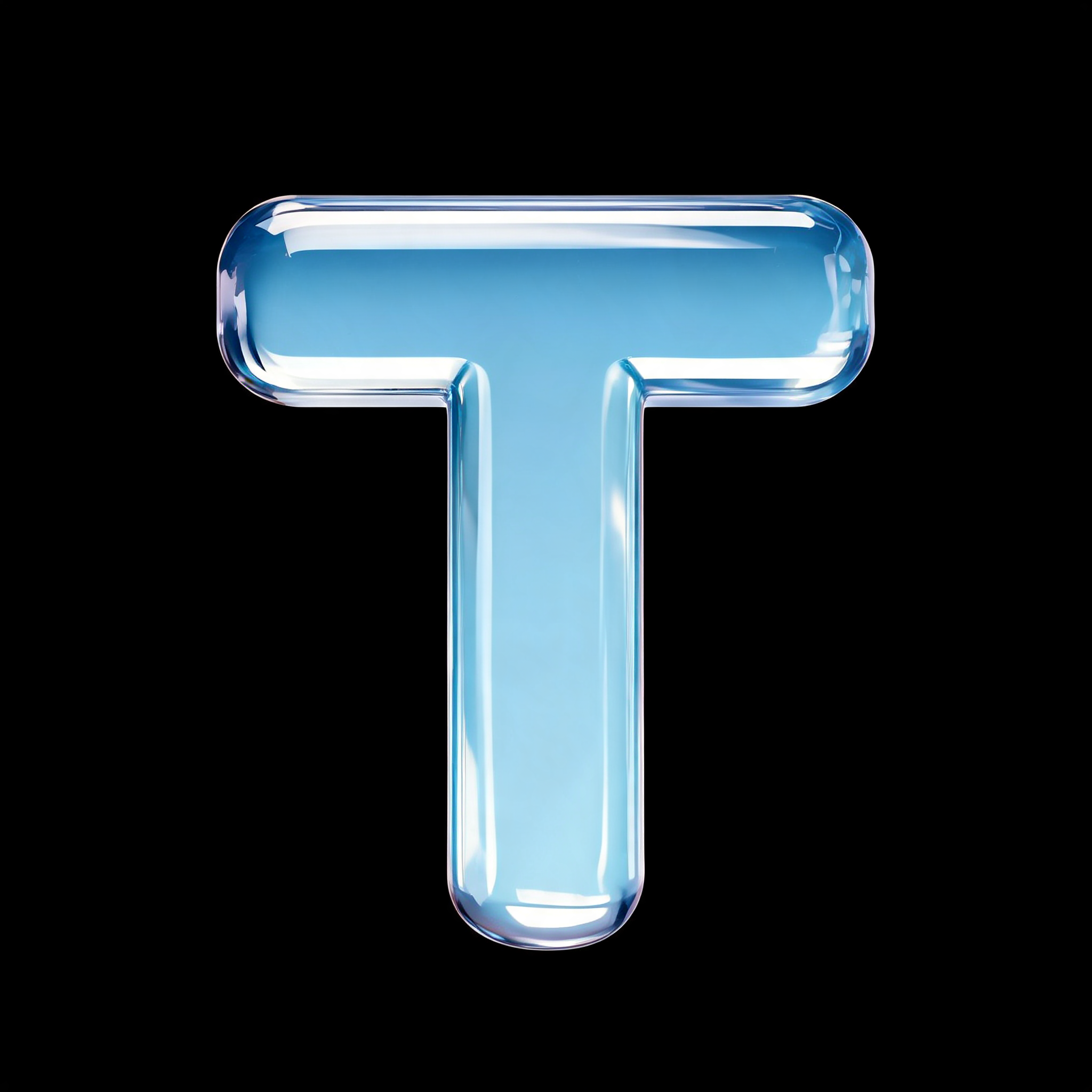 "T" — Glass Liquid | AI Text Effect Generator