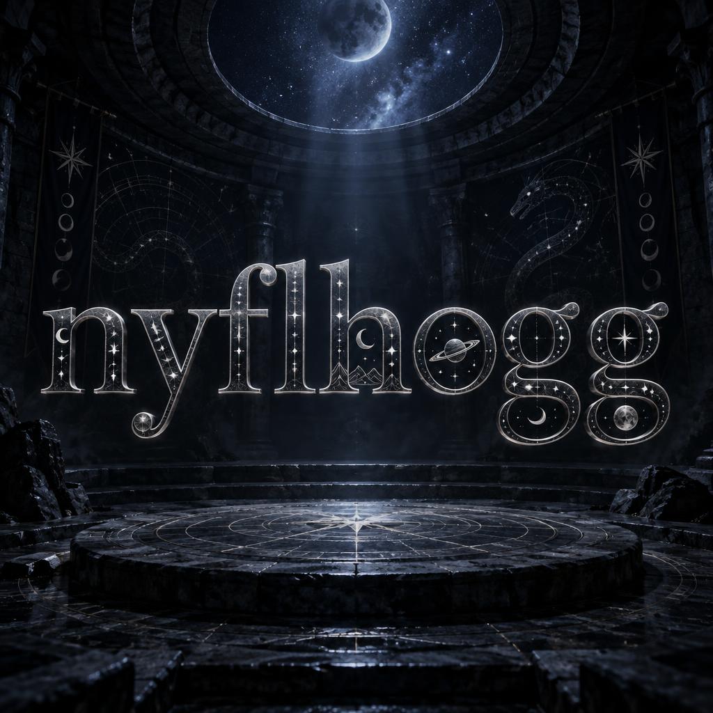 "nyflhogg" — Celestial Symbol text effect