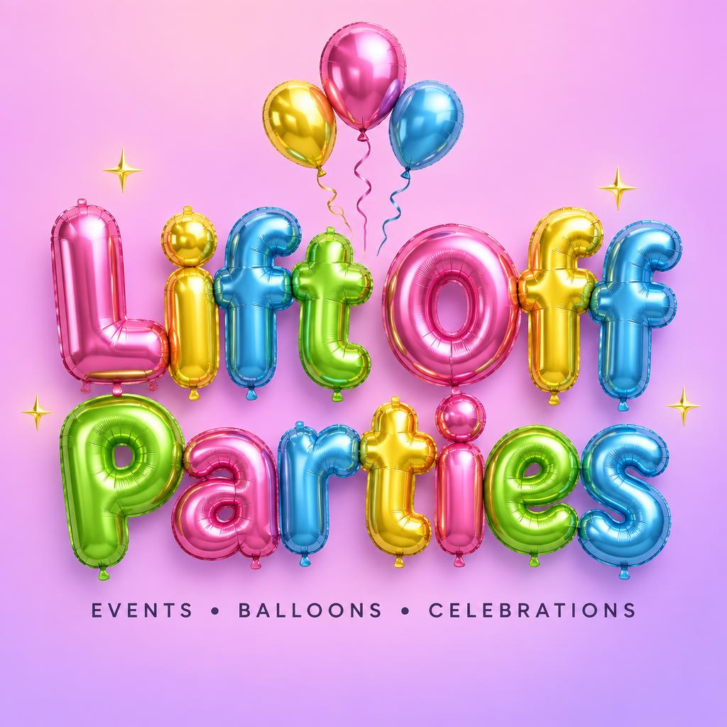 "Lift Off Parties
EVENTS • BALLOONS • CELEBRATIONS" — Y2k Bubbly | AI Text Effect Generator