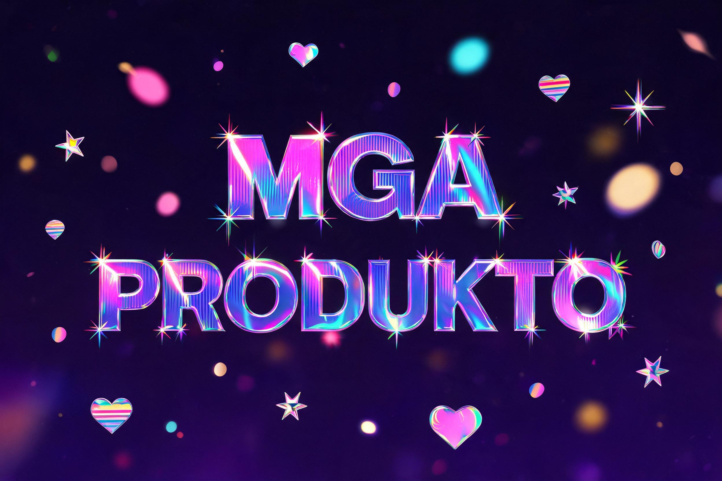 "MGA PRODUKTO" — Y2k Holographic text effect