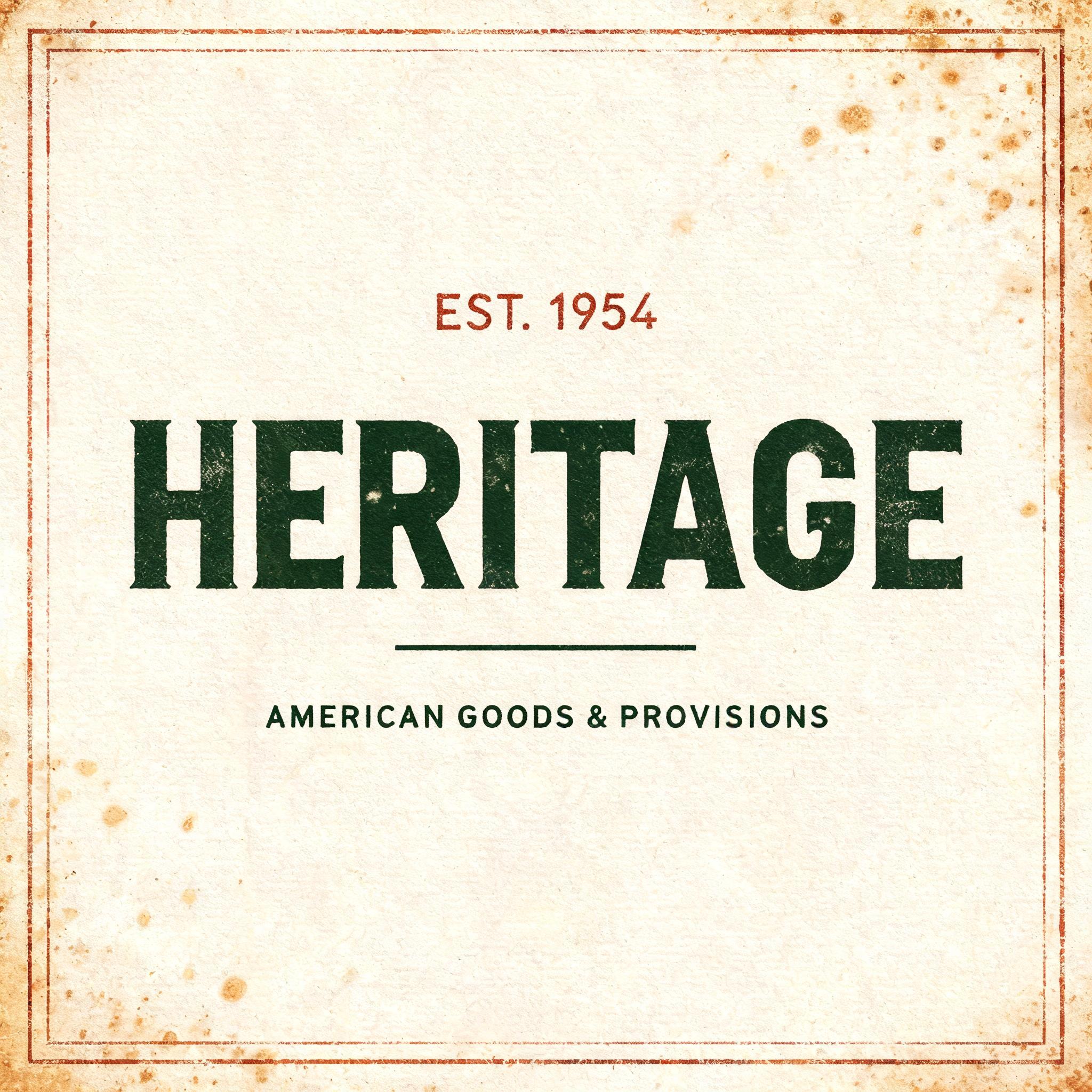 "Make me a vintage wordmark that says HERITAGE with pressed ink texture" — Vintage | AI Text Effect Generator