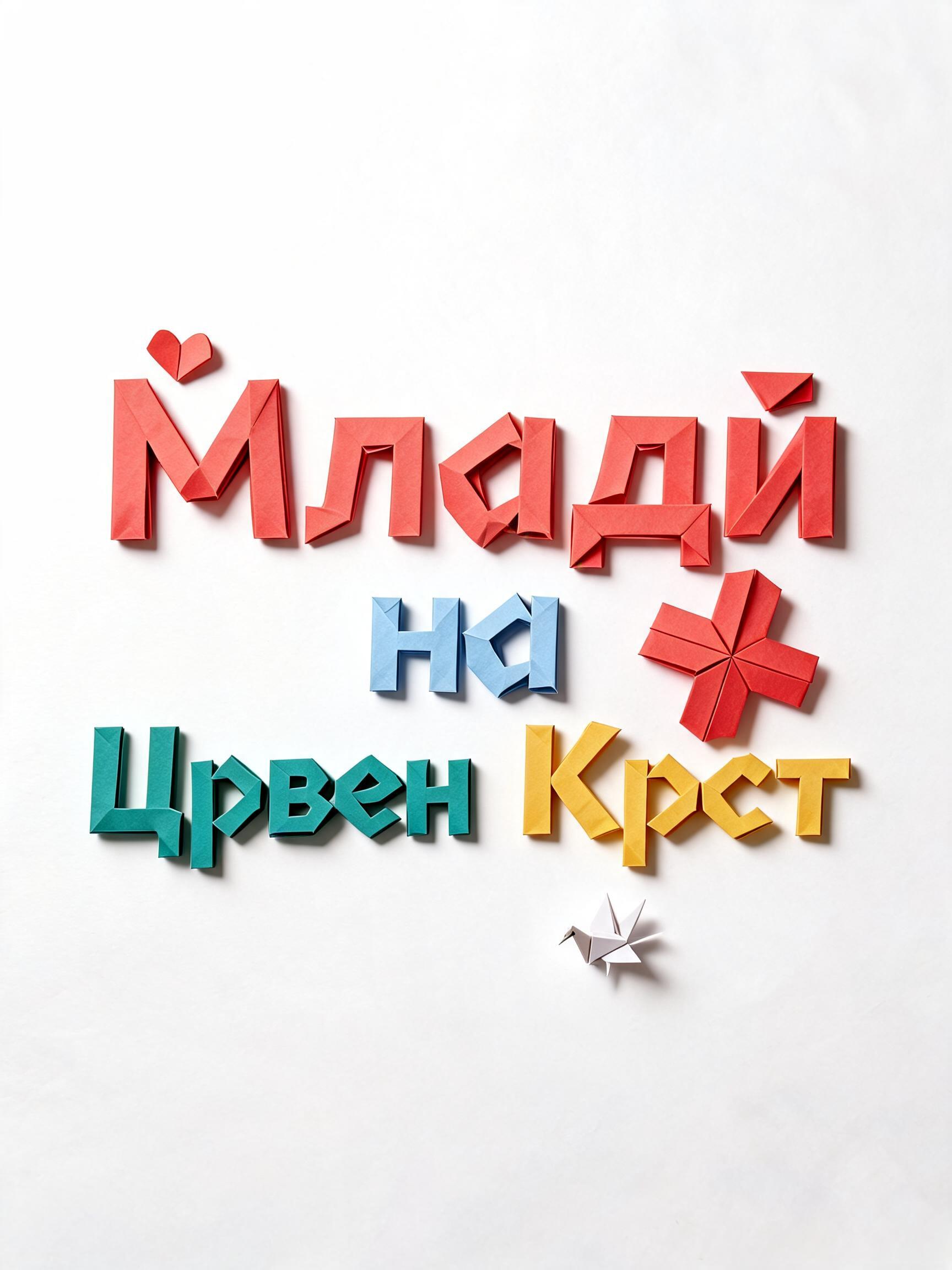 "Млади на Црвен Крст" — Origami text effect