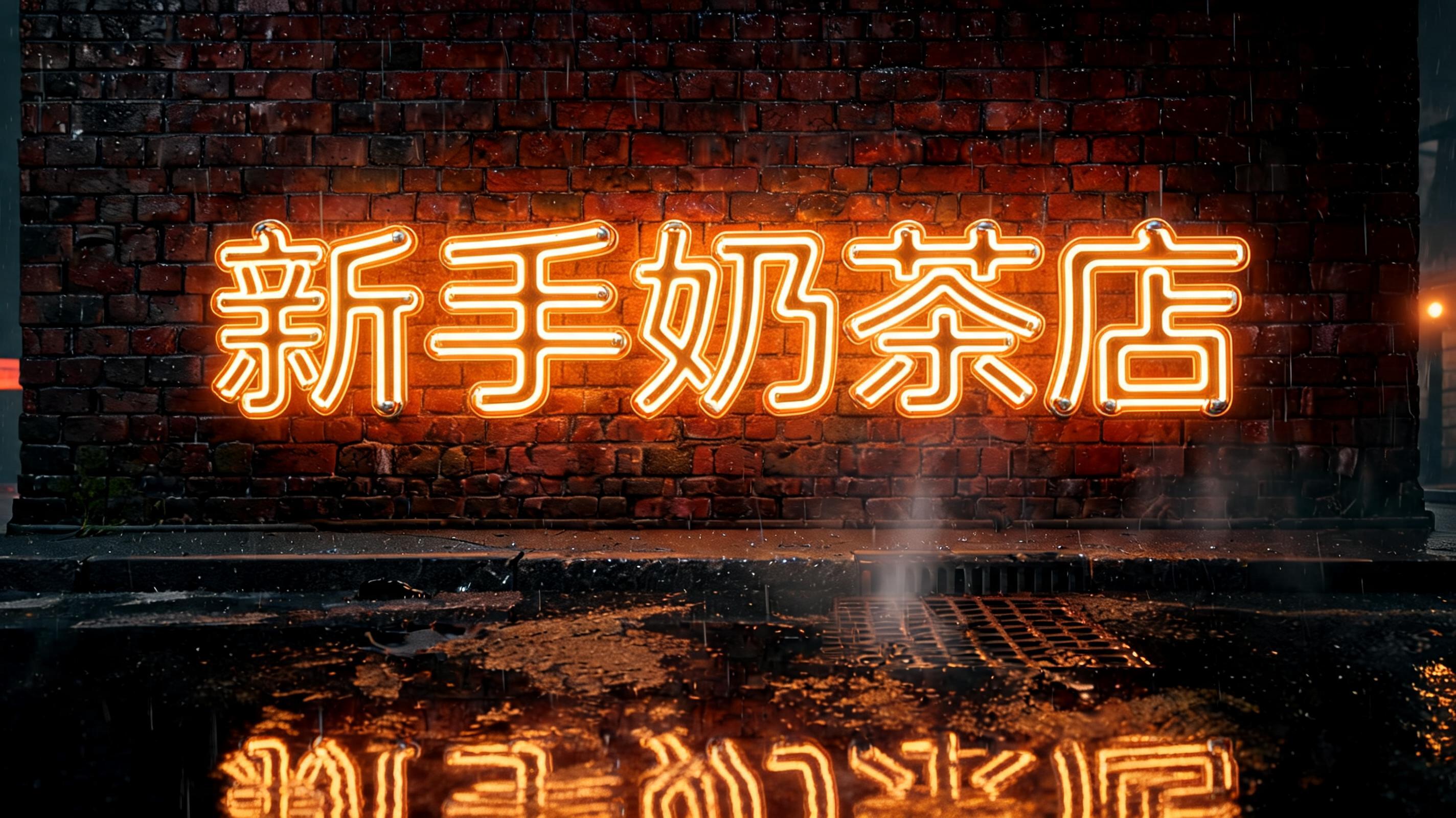 "新手奶茶店" — Cyberpunk Electric Neon | AI Text Effect Generator