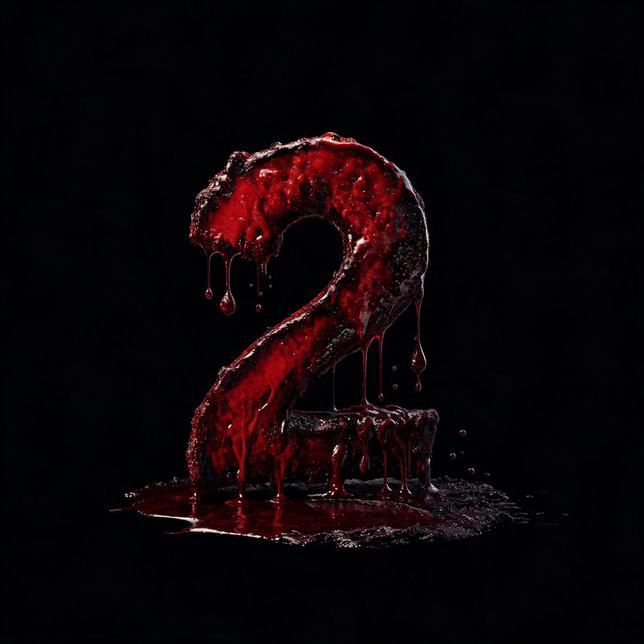 "2" — Drip Font Blood | AI Text Effect Generator