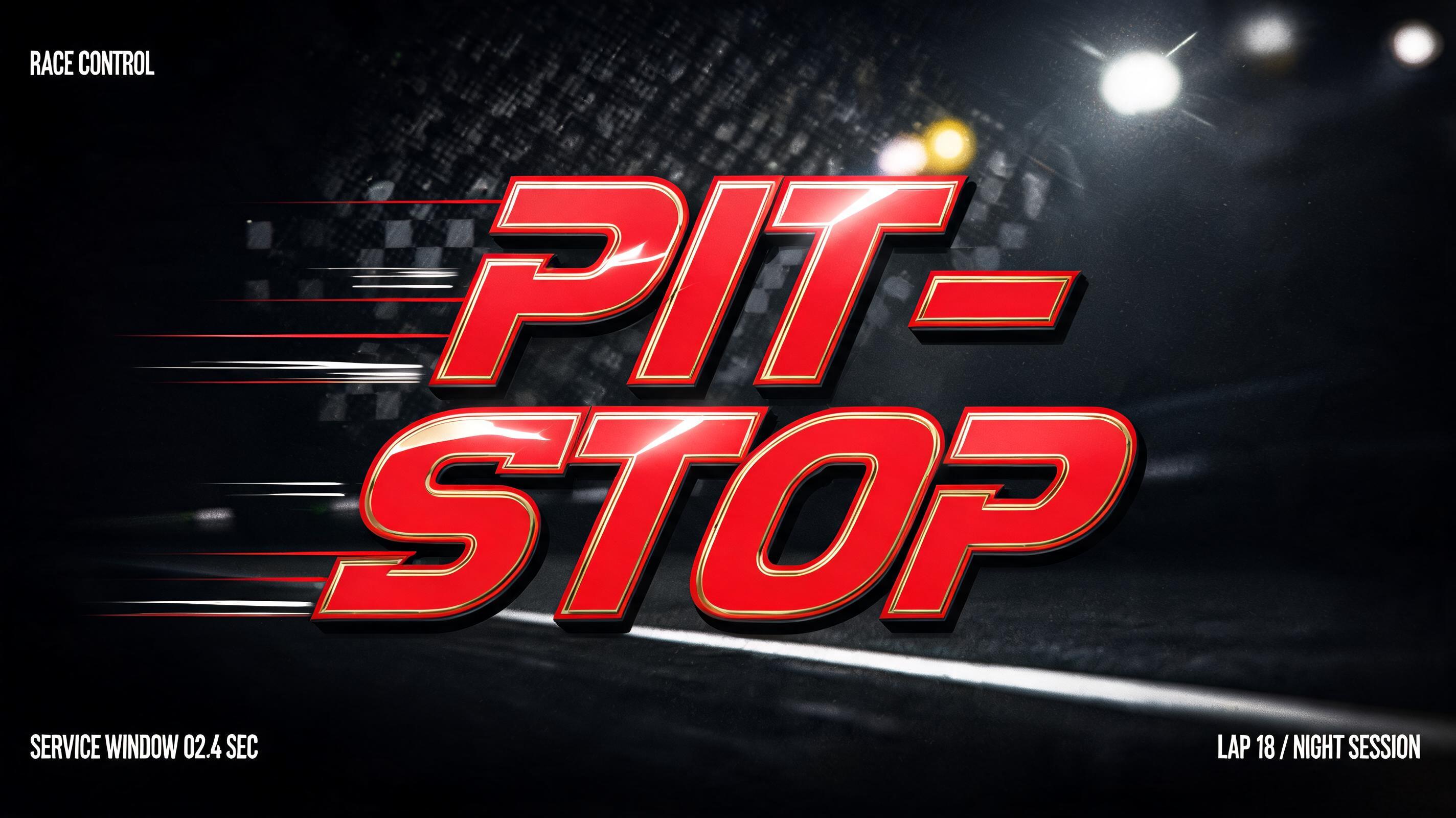 "Unas letras F1 que diga «PIT - STOP»" — Racing | AI Text Effect Generator