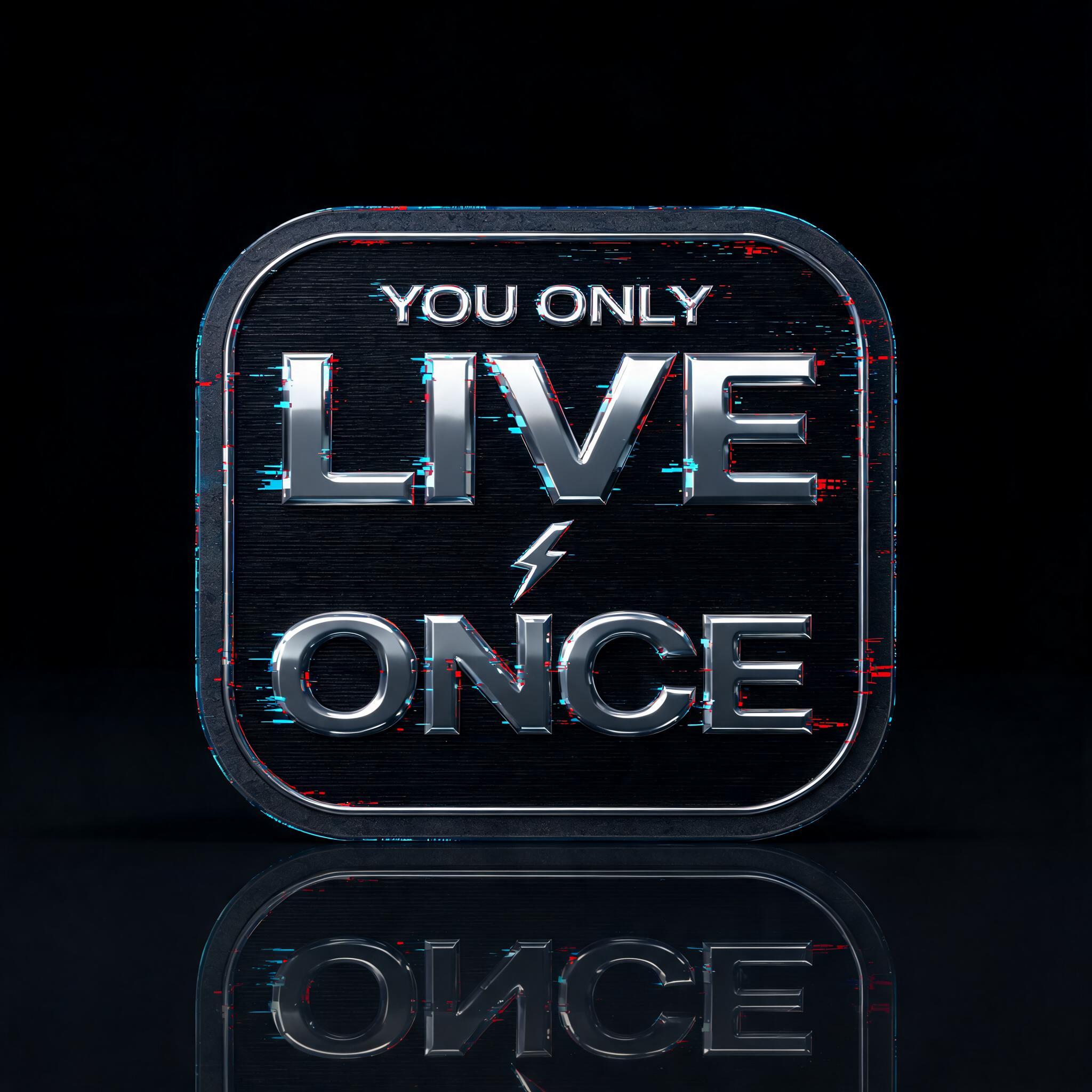 "YOU ONLY
LIVE
ONCE" — Cyberpunk Chrome text effect