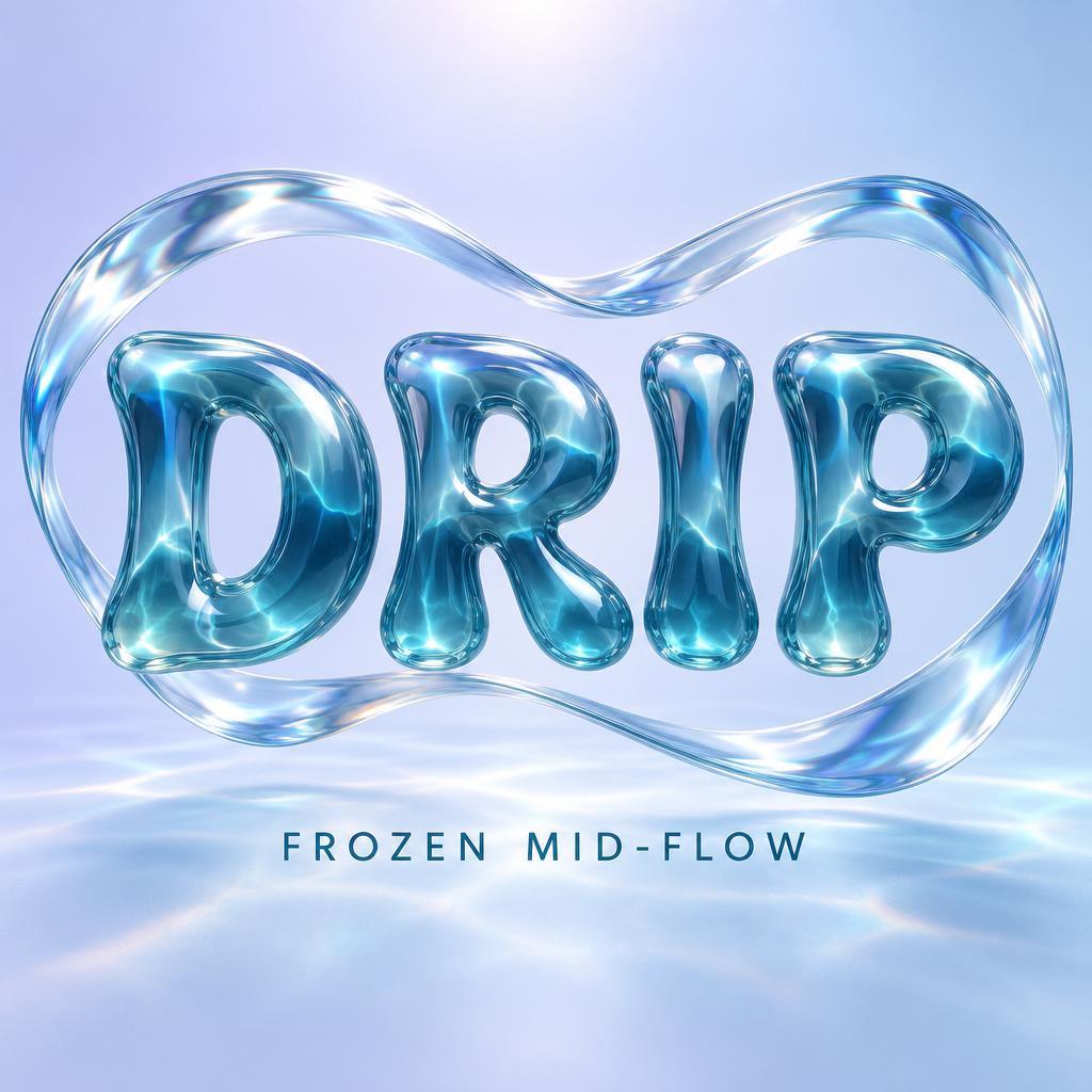"DRIP
FROZEN MID-FLOW" — Glass Liquid | AI Text Effect Generator