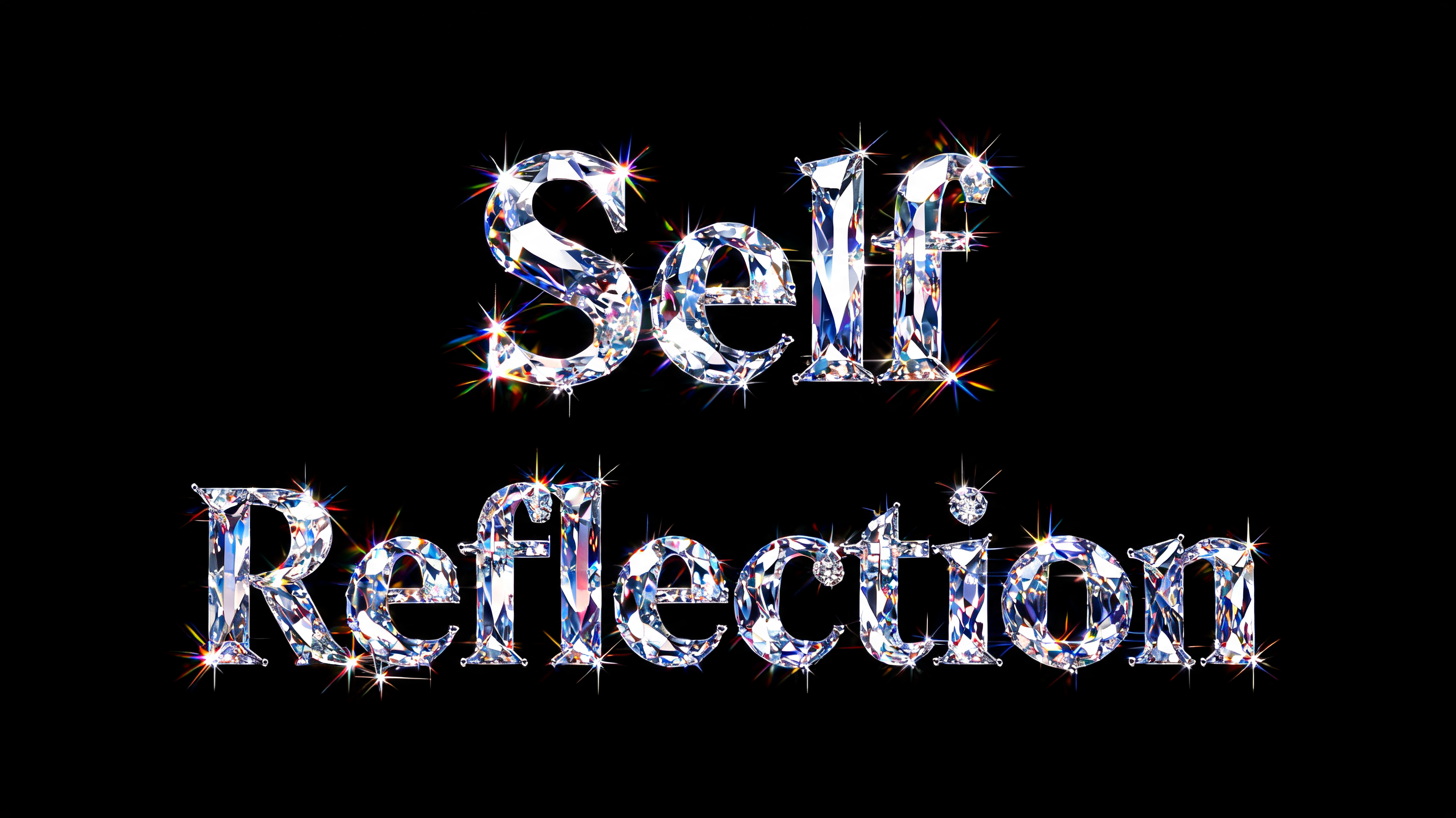 "Self Reflection" — Glass Crystal | AI Text Effect Generator