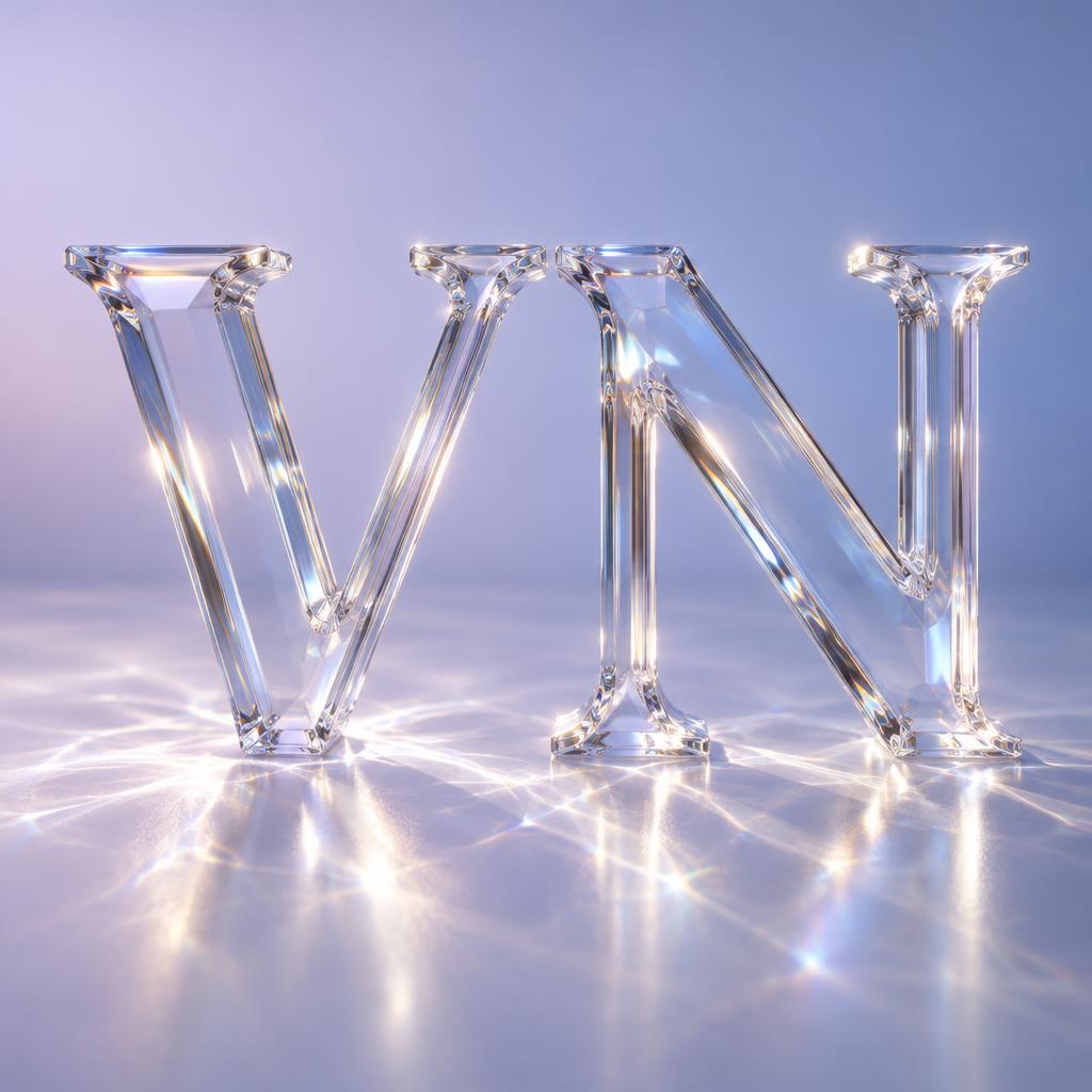 "VN" — Glass | AI Text Effect Generator
