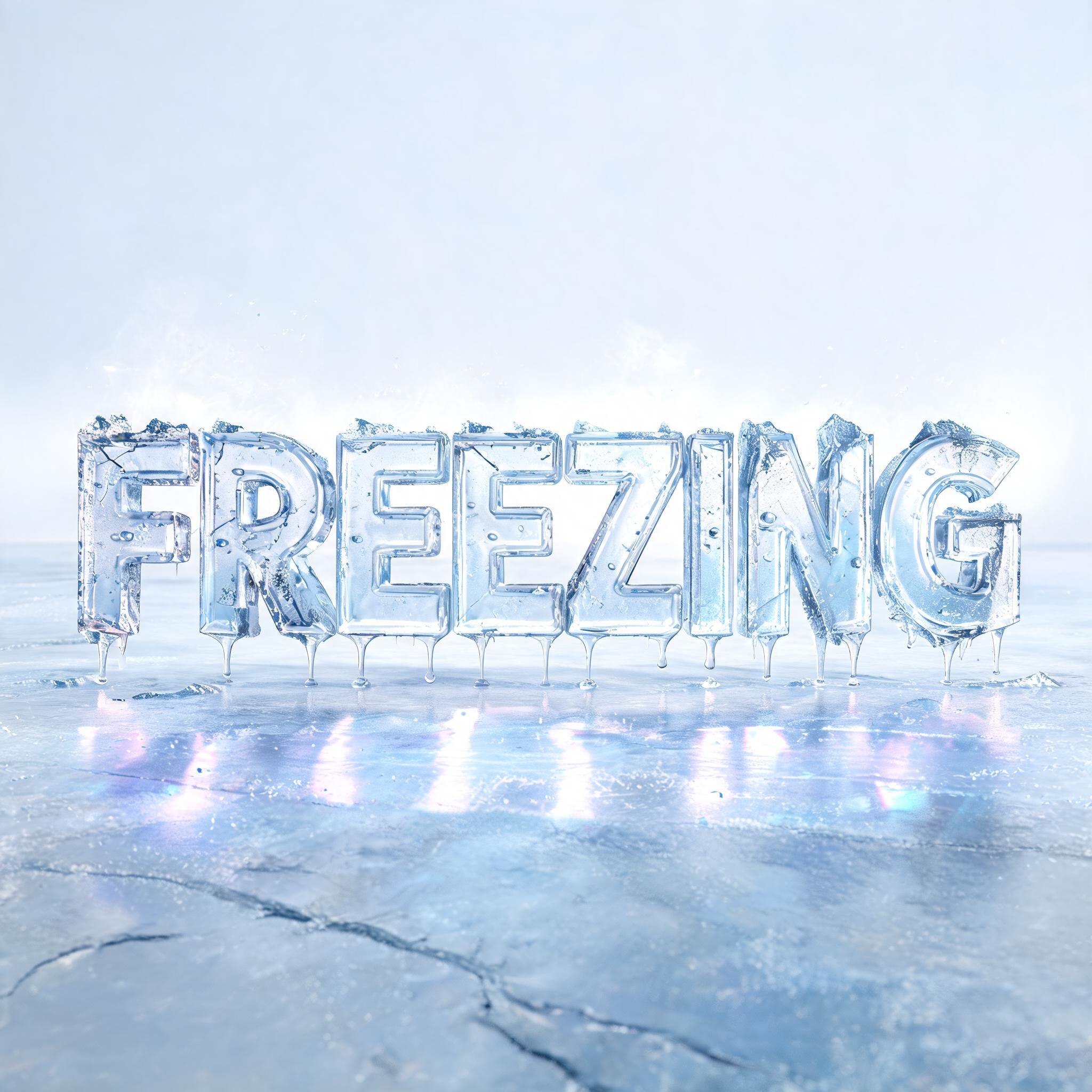 "FREEZING" — Glass | AI Text Effect Generator