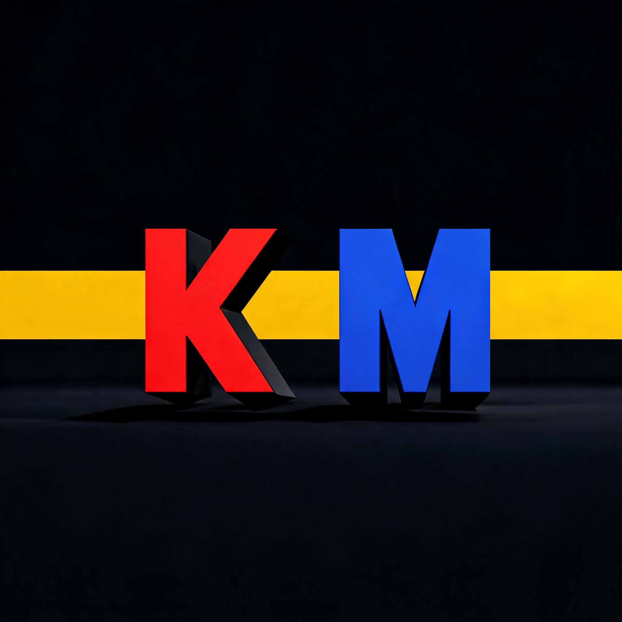 "KM" — Geometric | AI Text Effect Generator