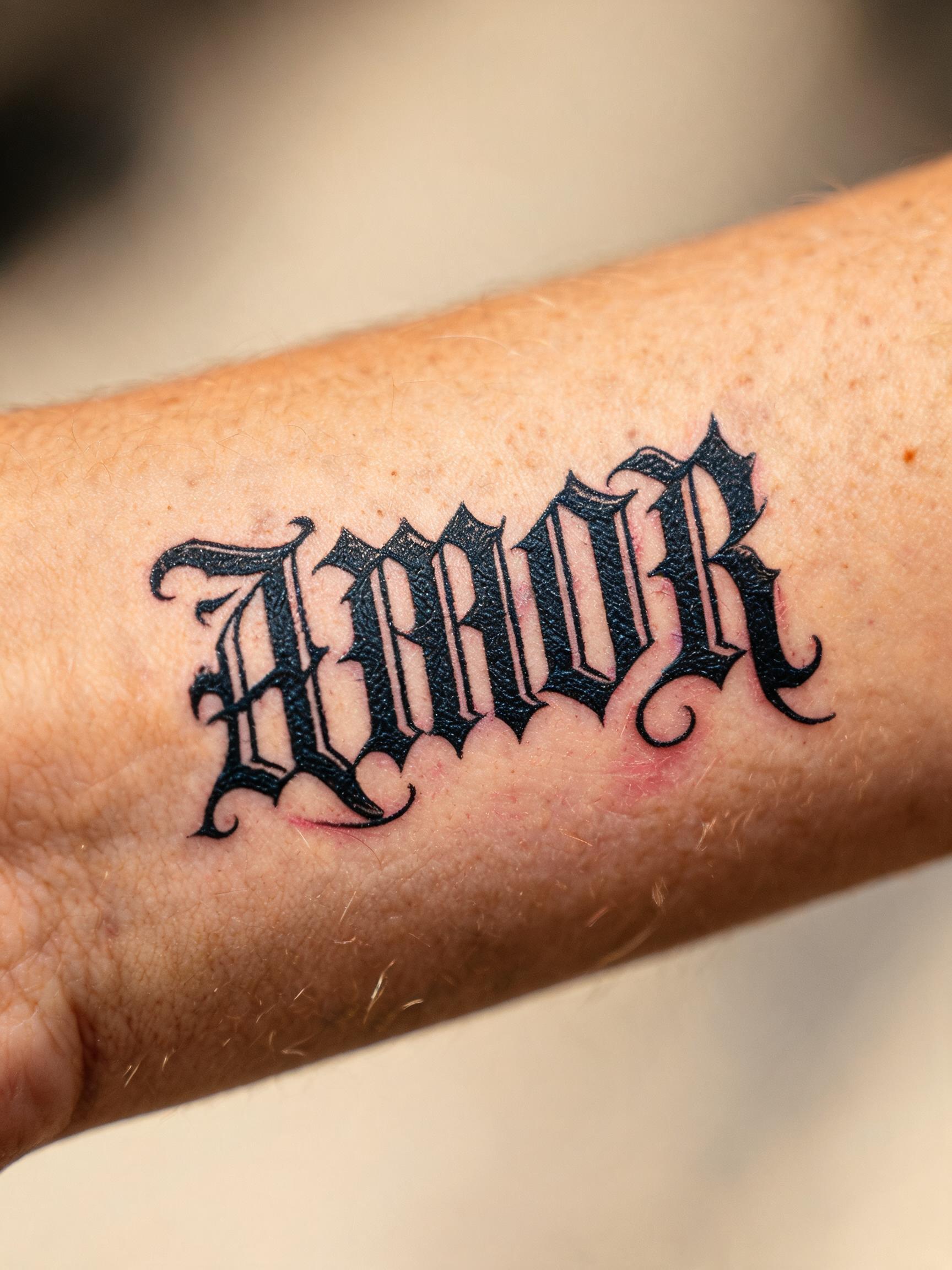 "AMOR" — Tattoo | AI Text Effect Generator