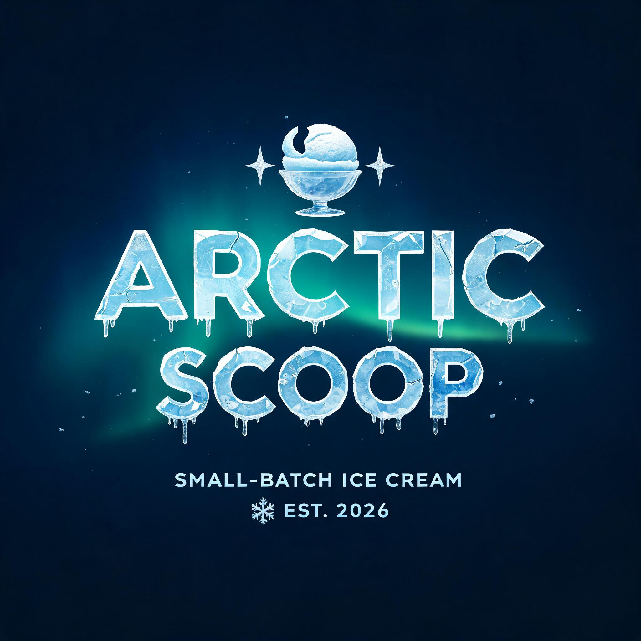 "Make a logo for the ice cream brand Arctic Scoop" — Glass Frozen | AI Text Effect Generator