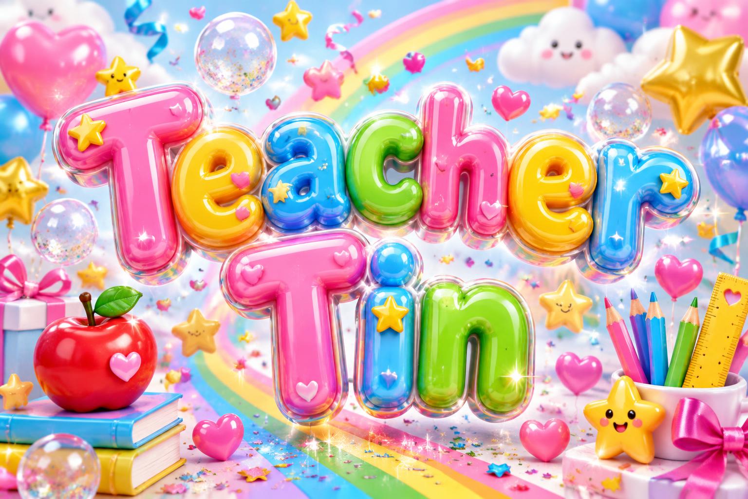 "Teacher Tin" — Kids Gift | AI Text Effect Generator