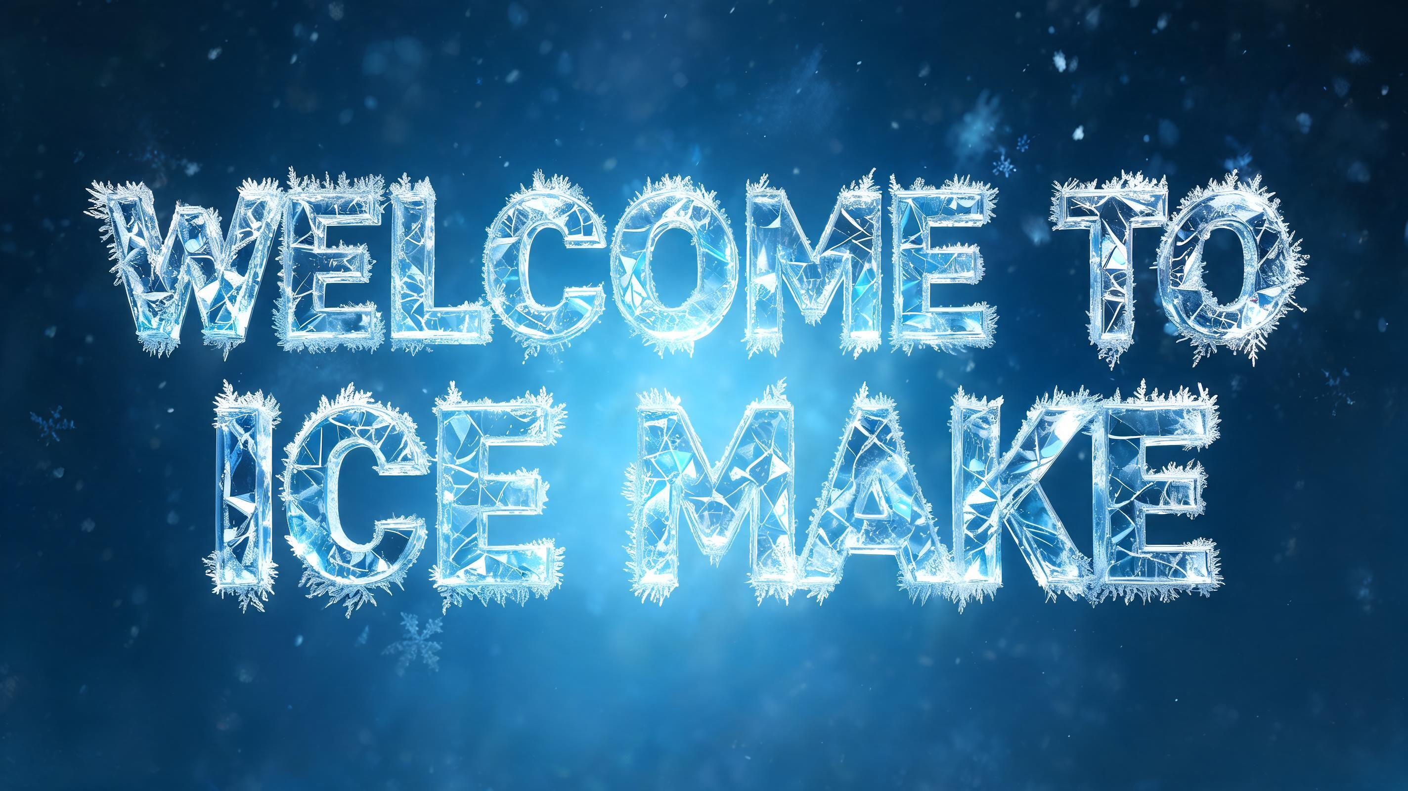 "WECOME TO ICE MAKE" — Ice Crystal text effect