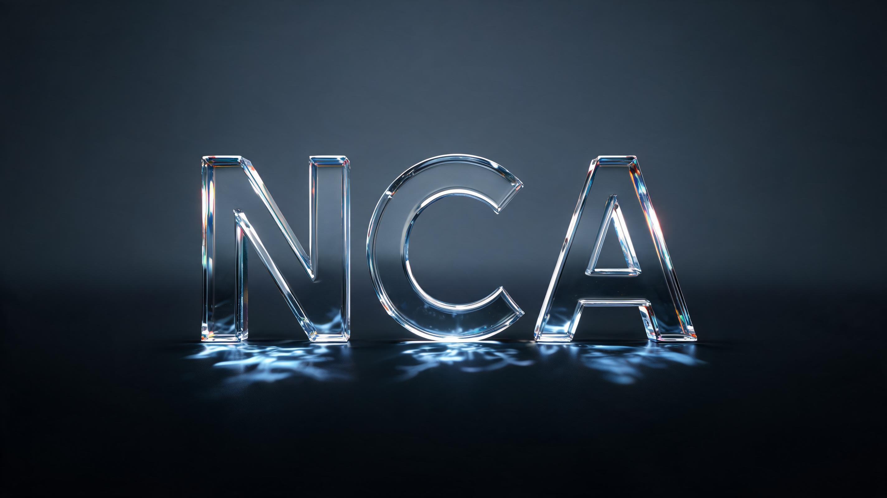 "NCA" — Glass | AI Text Effect Generator