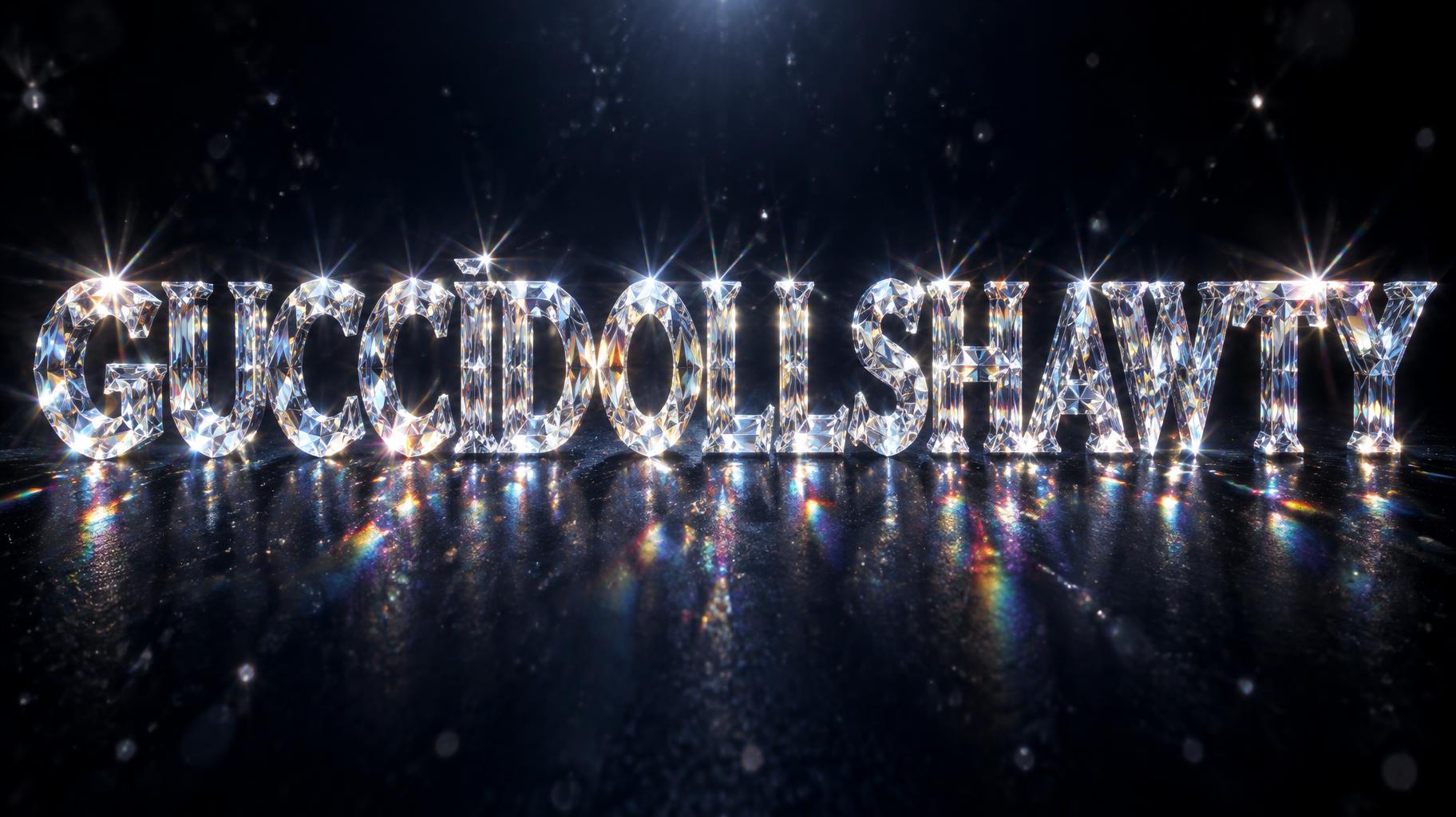 "GUCCIDOLLSHAWTY" — Glass Crystal | AI Text Effect Generator