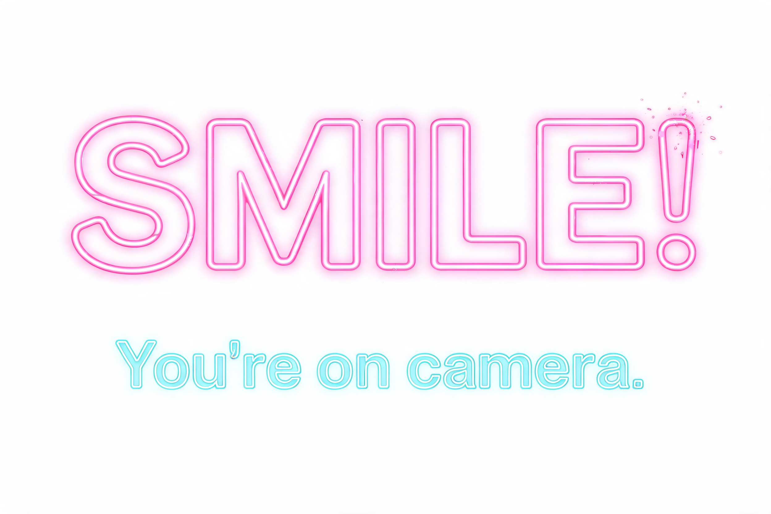 "SMILE! You're on camera." — Neon Outline | AI Text Effect Generator