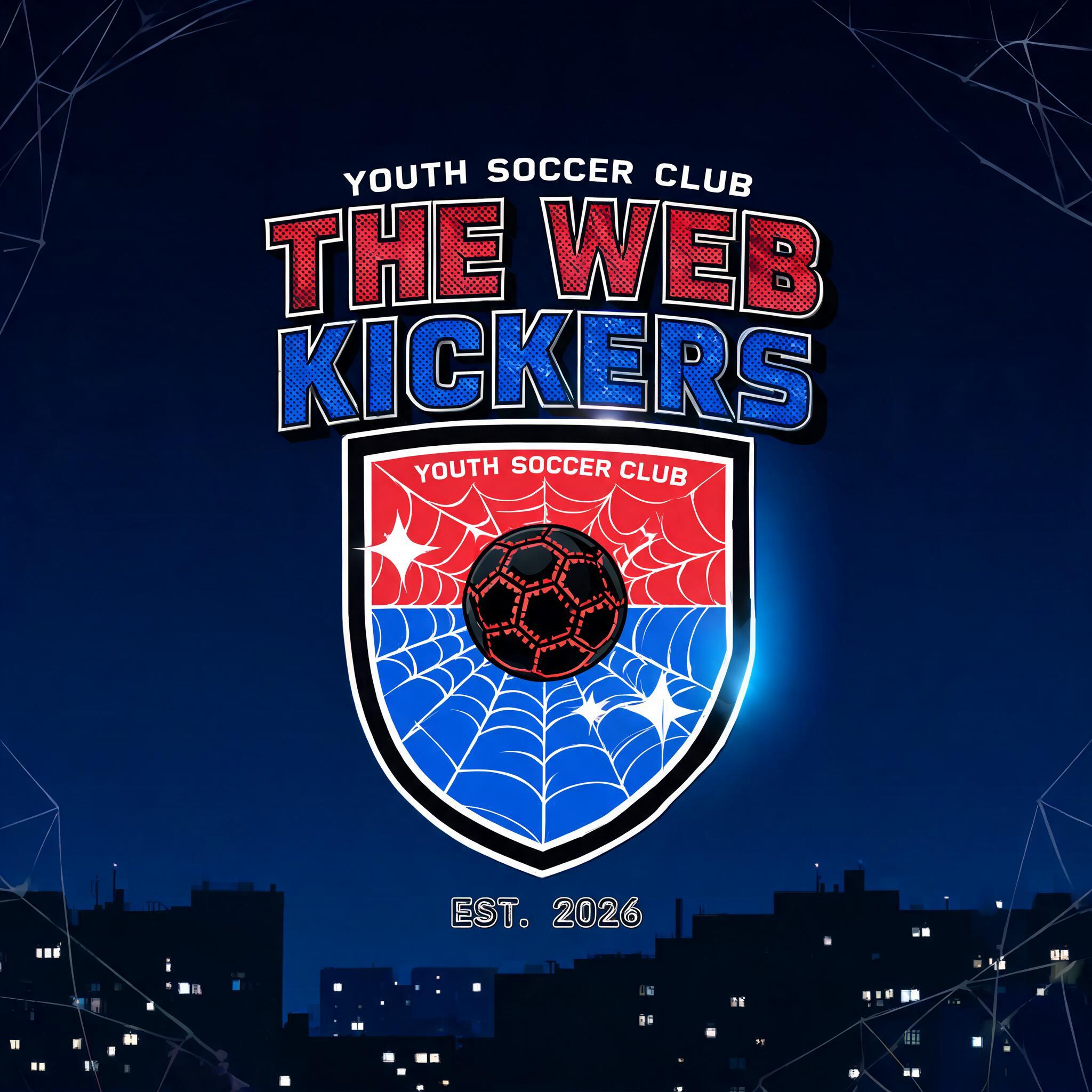 "Make a red-and-blue hero logo for my son's soccer team The Web Kickers" — Spider Hero | AI Text Effect Generator