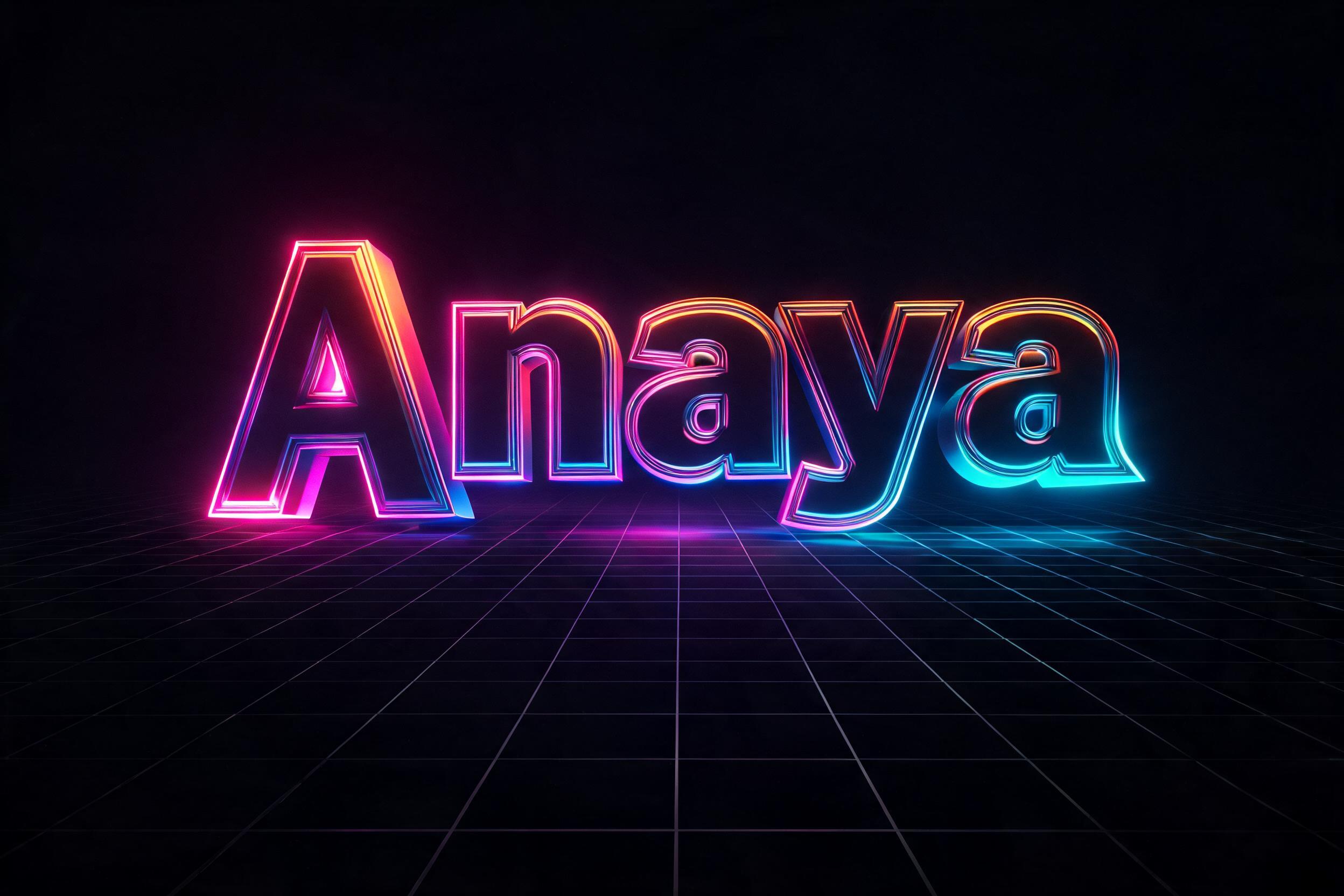 "Anaya" — 3d Bold Neon text effect